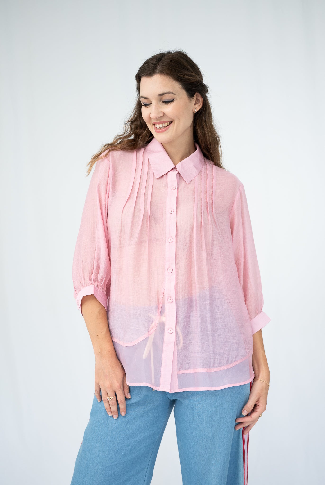 Organza Hem Shirt Pink
