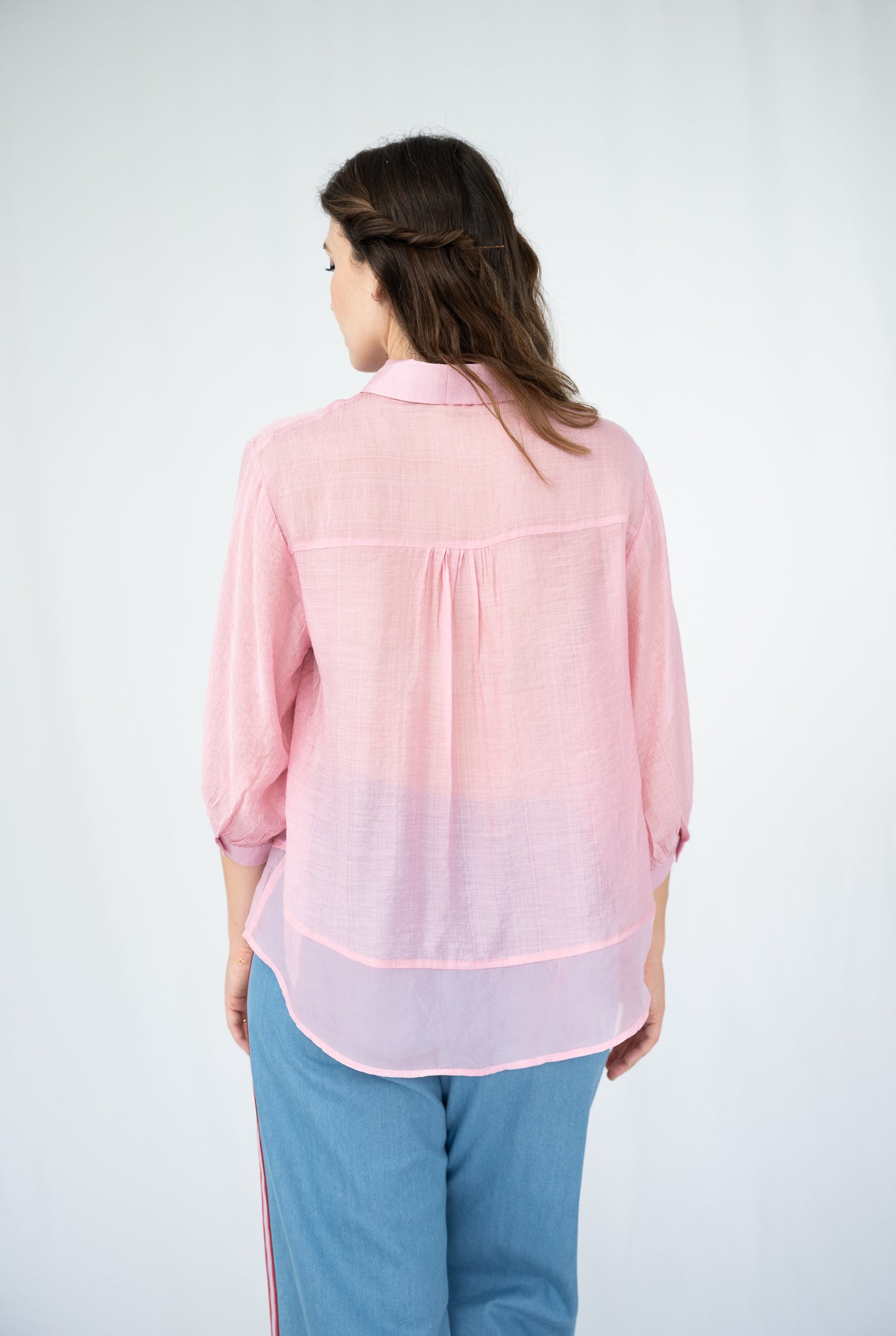 Organza Hem Shirt Pink