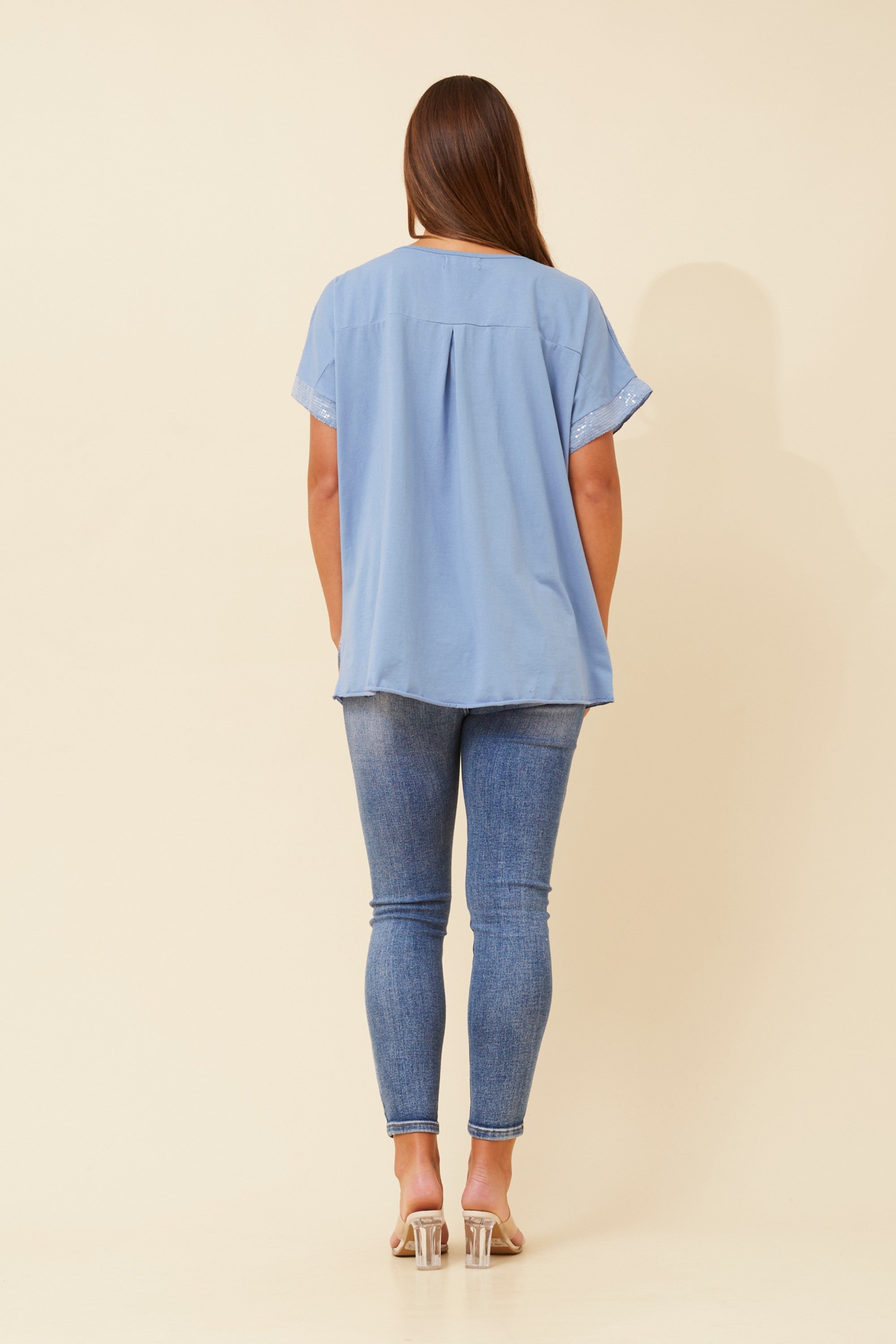 Lidia Italian Linen Sequin Top