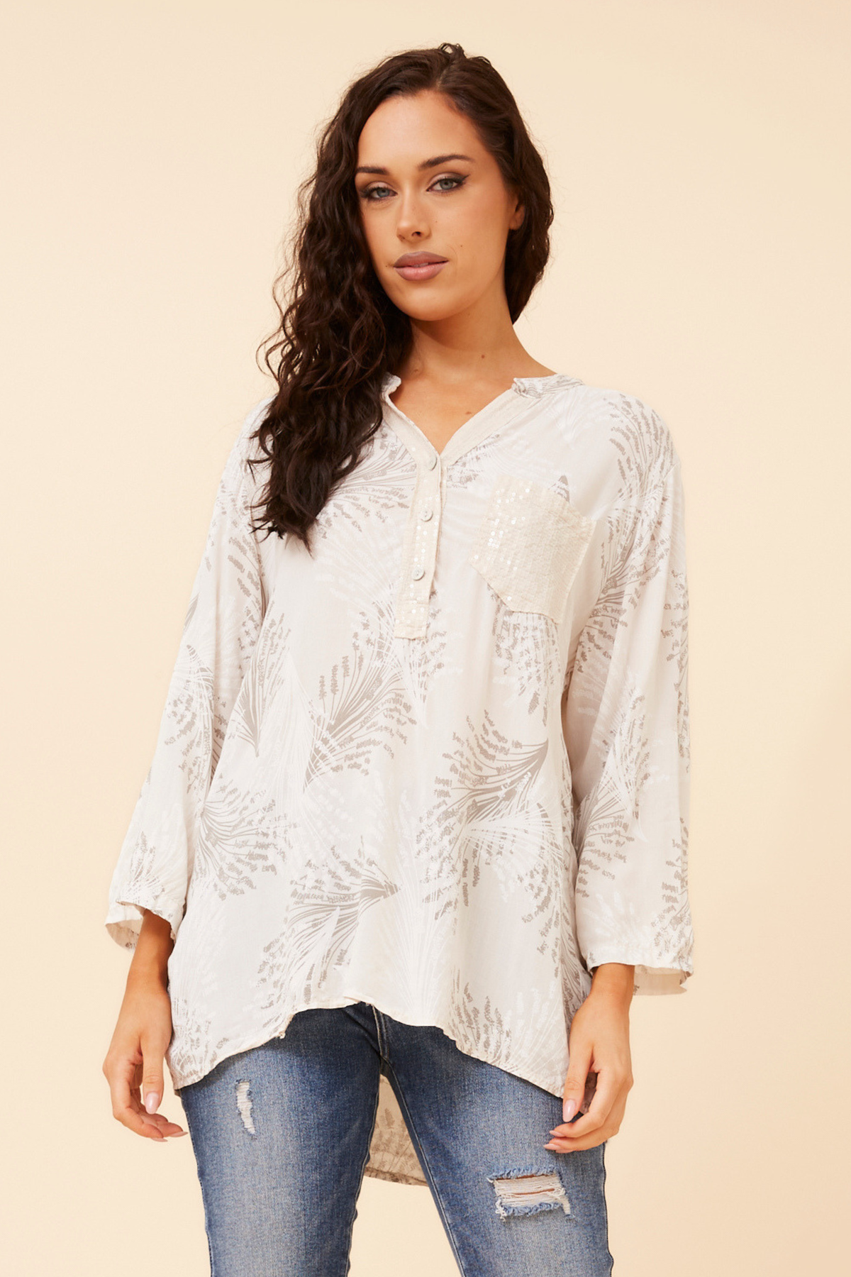 Renata Italian Linen Sequin Top