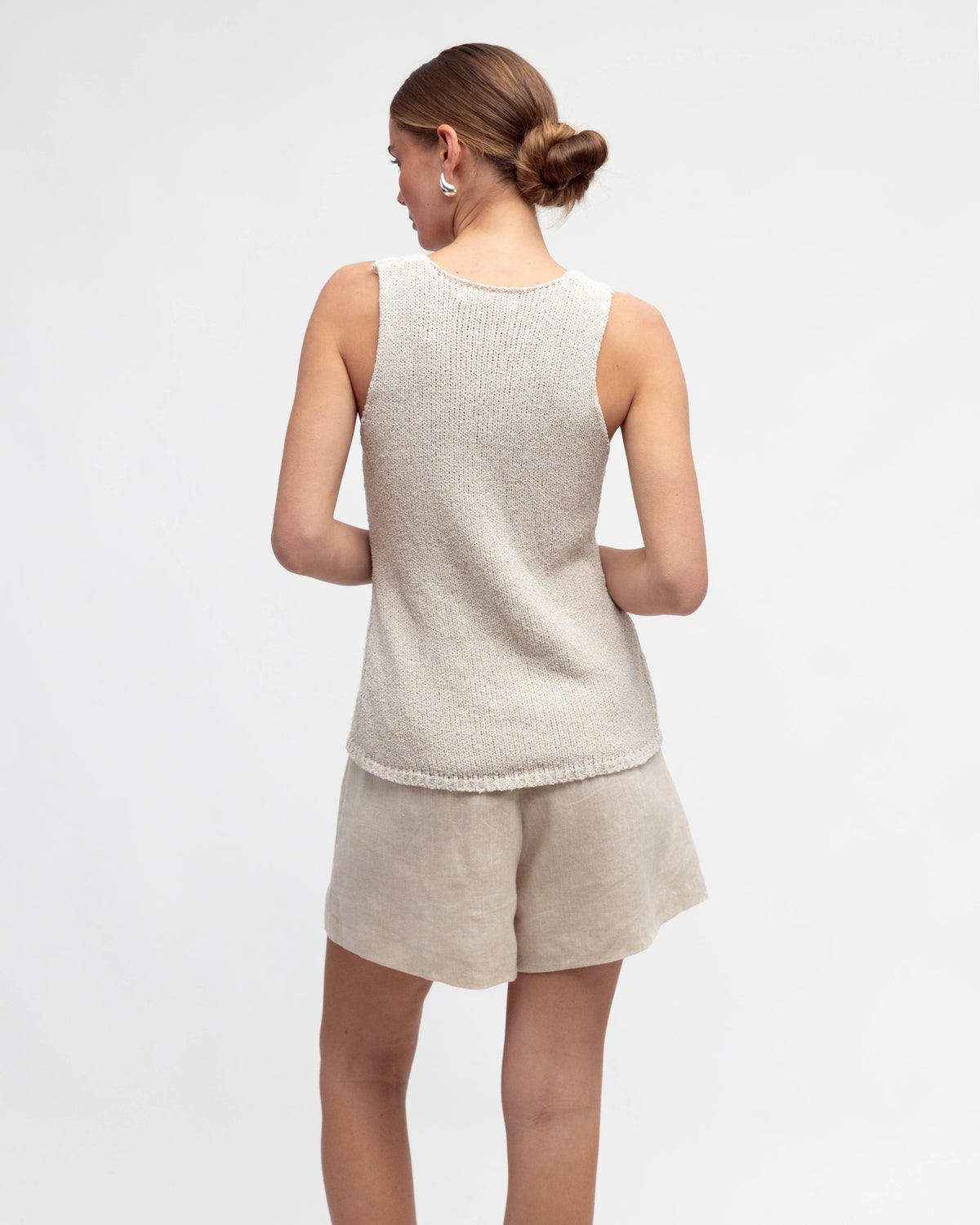 V Neck Boucle Knit Top