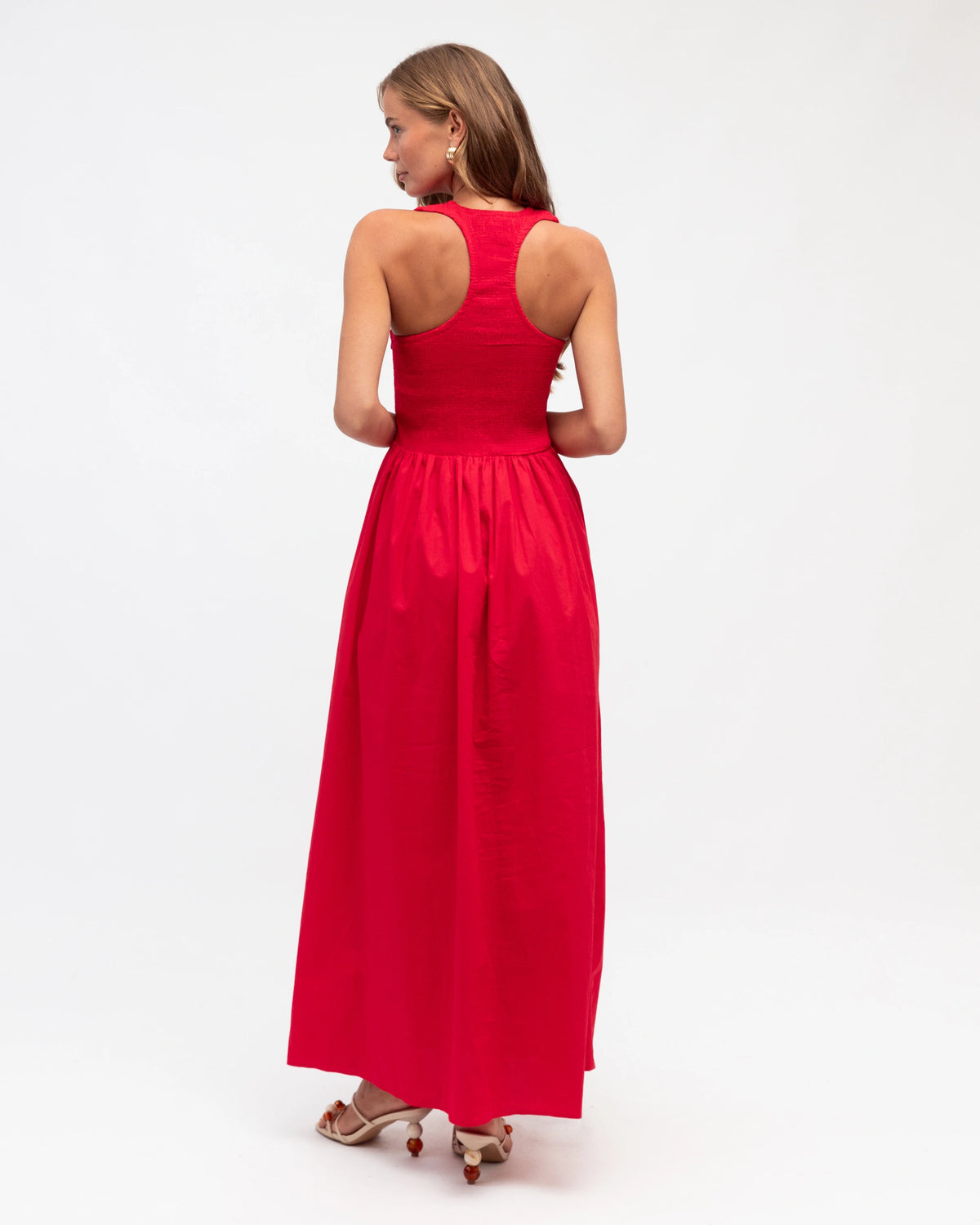 Shirred Racerback Maxi Dress