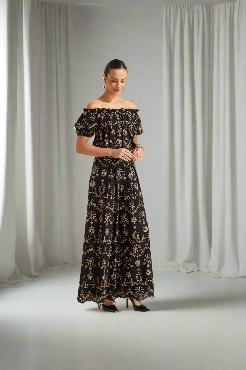 Annabell Embroided Top Black