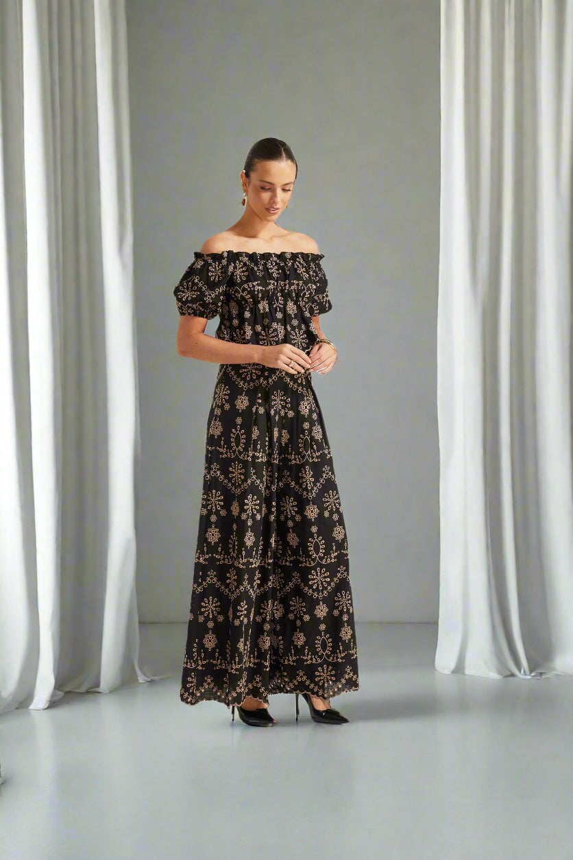 Annabell Embroided Pant Black