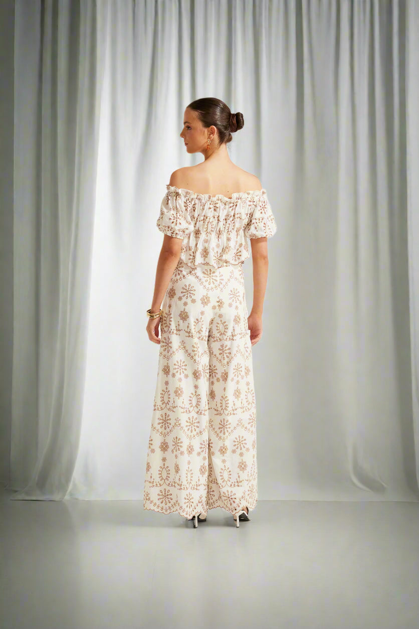 Annabell Embroided Pant White