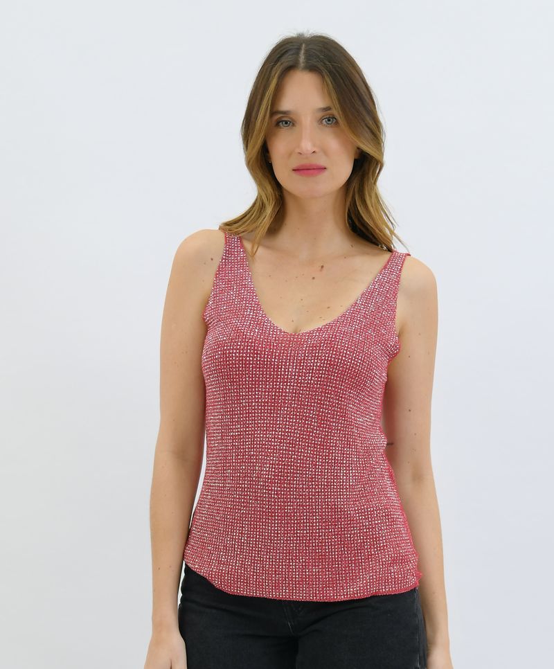 Moonlit Glow Glitter Top Red