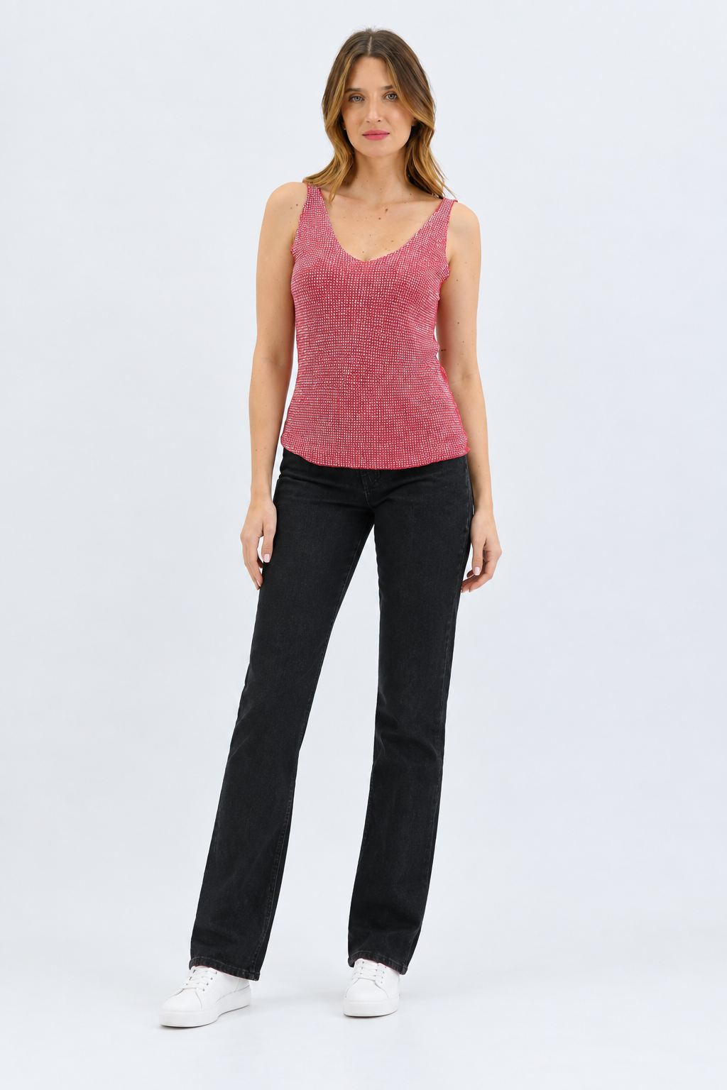 Moonlit Glow Glitter Top Red