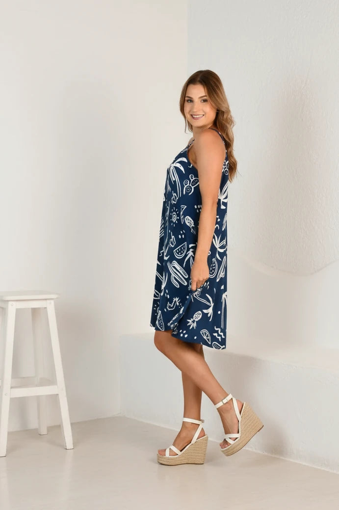 Margot Wide Strap Dress Fiesta Navy