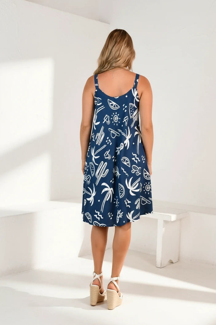 Margot Wide Strap Dress Fiesta Navy