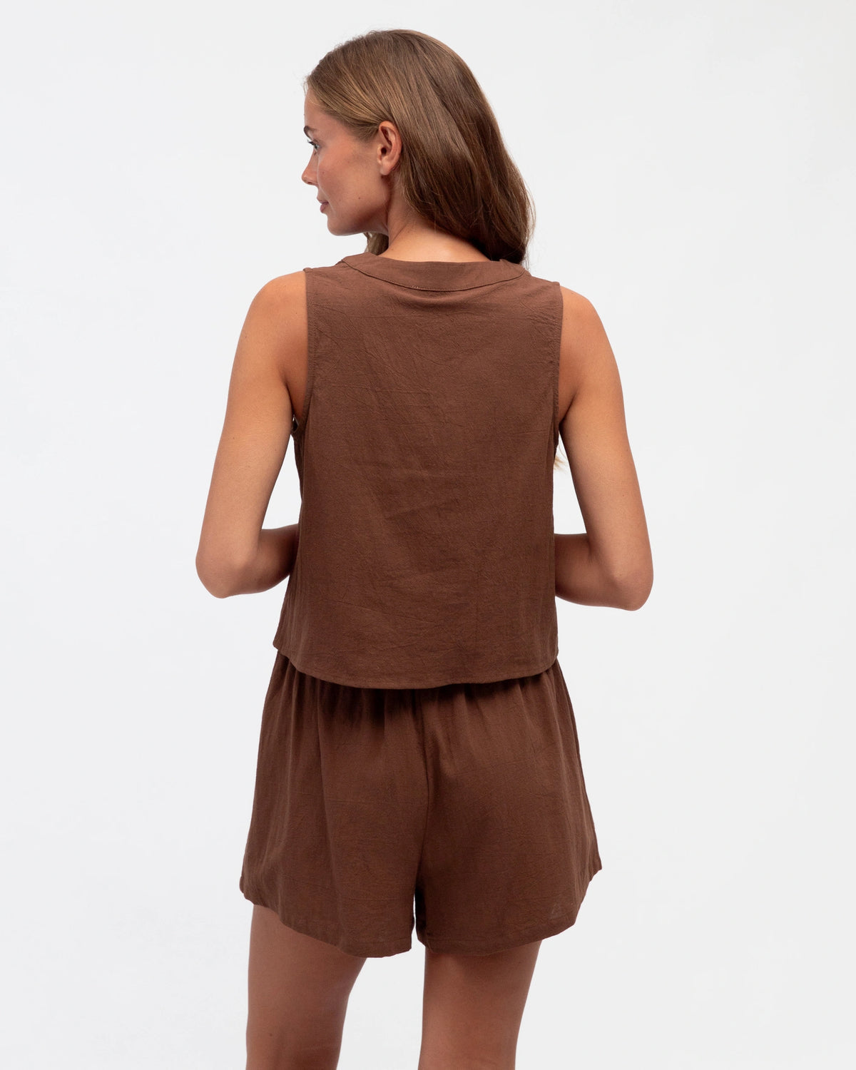 Tie Front Top & Short Set Chocolate