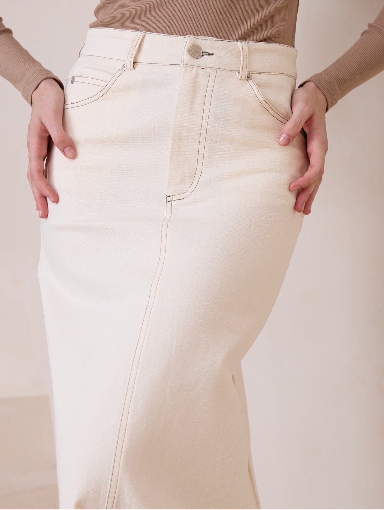 Dana Denim Cream Skirt
