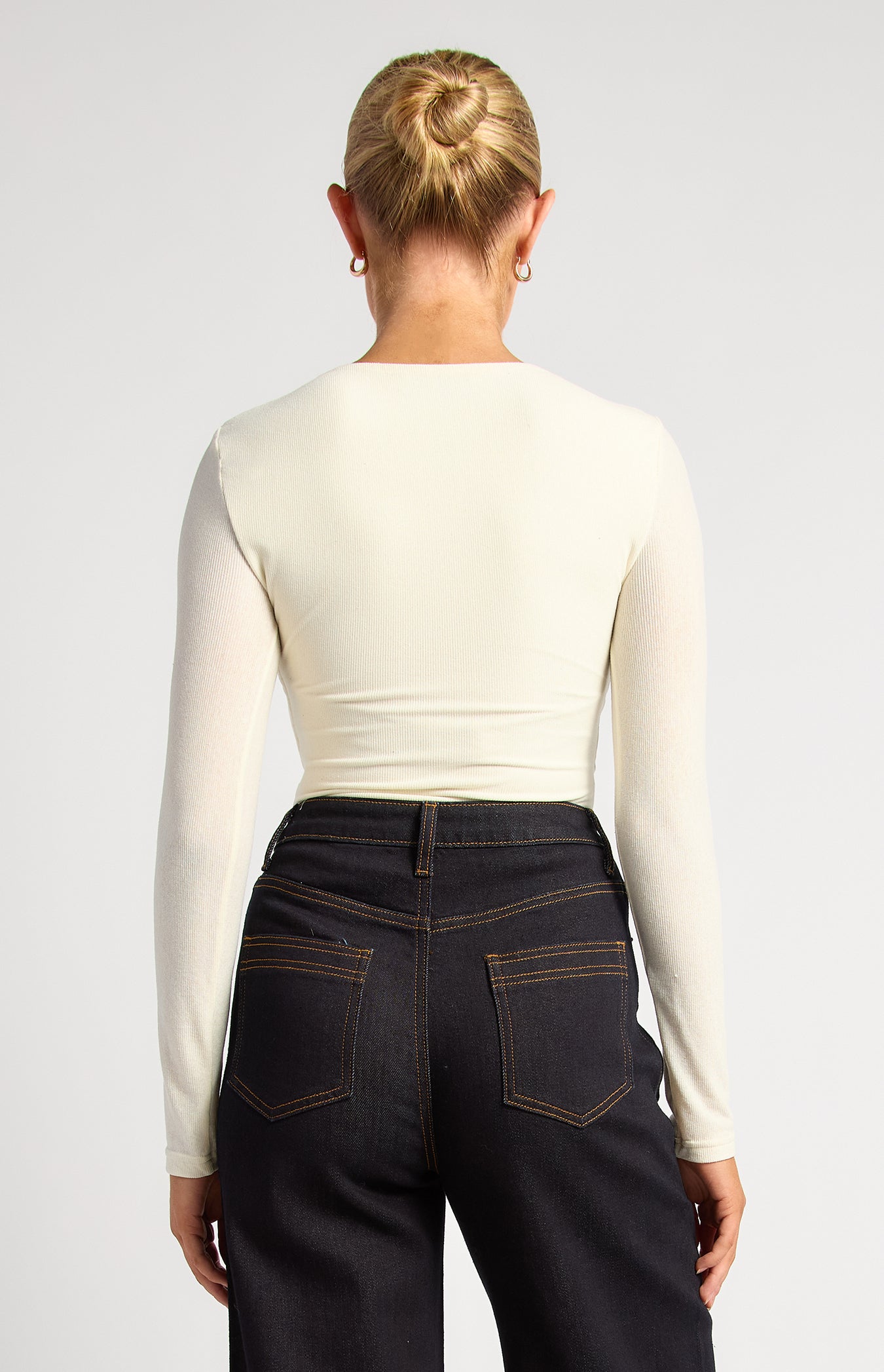 Lia Asymmetric Gold Detail Top Ivory