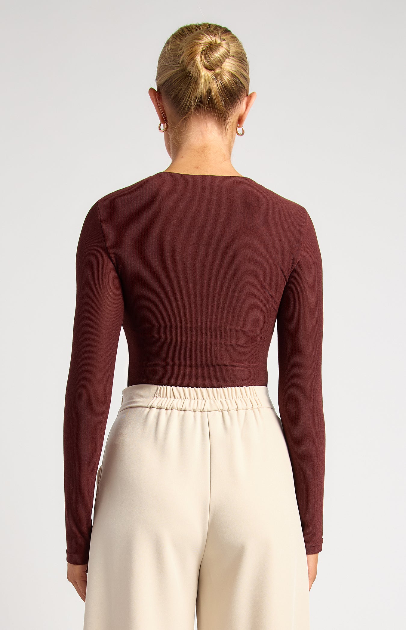 Lia Asymmetric Gold Detail Top Wine