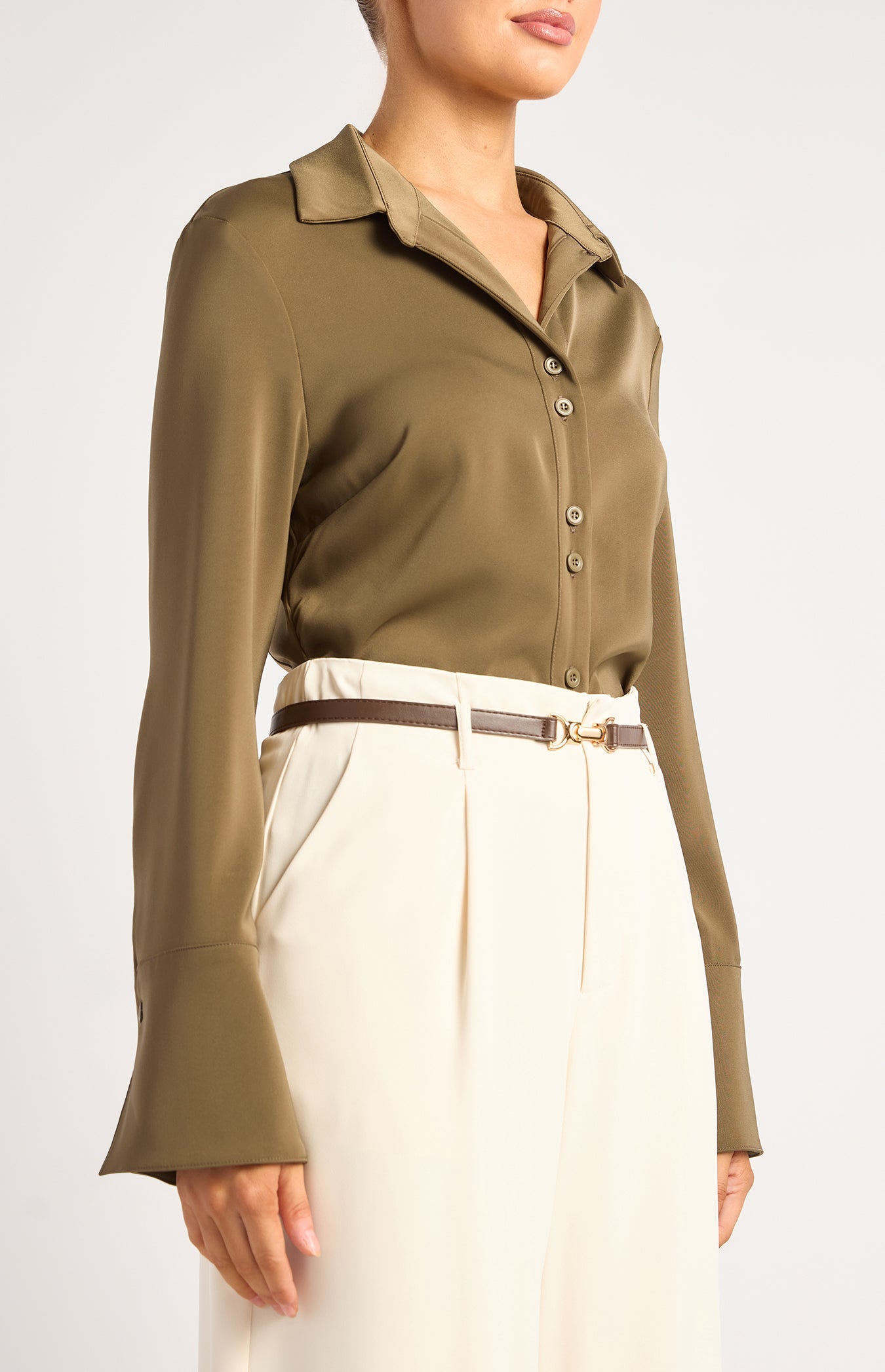 Kendra Flare Sleeve Blouse Olive