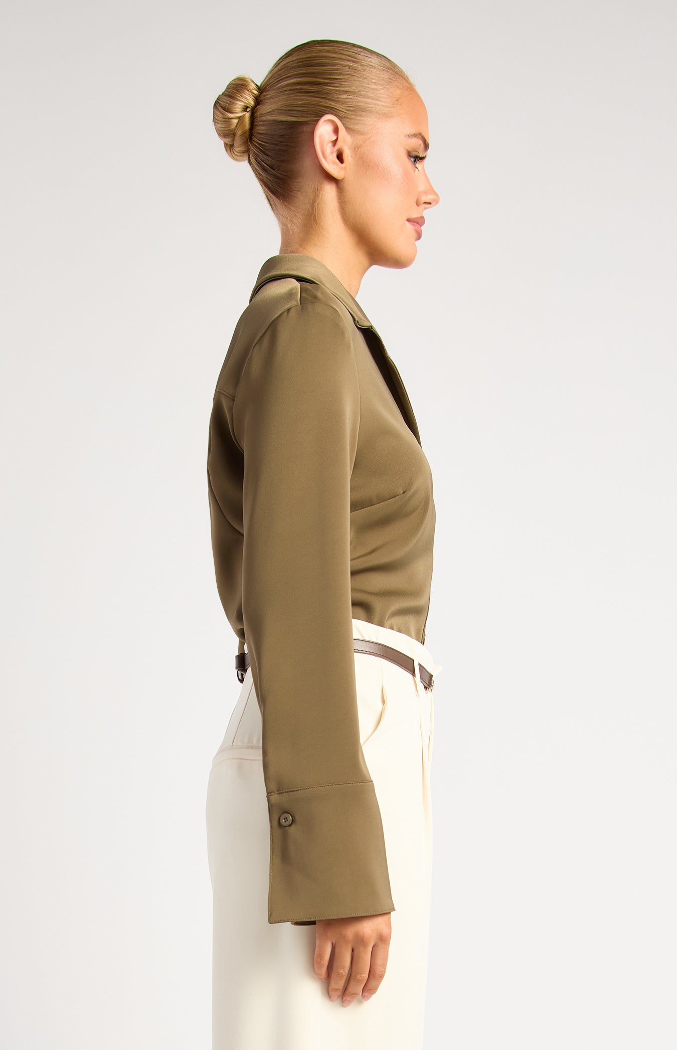 Kendra Flare Sleeve Blouse Olive
