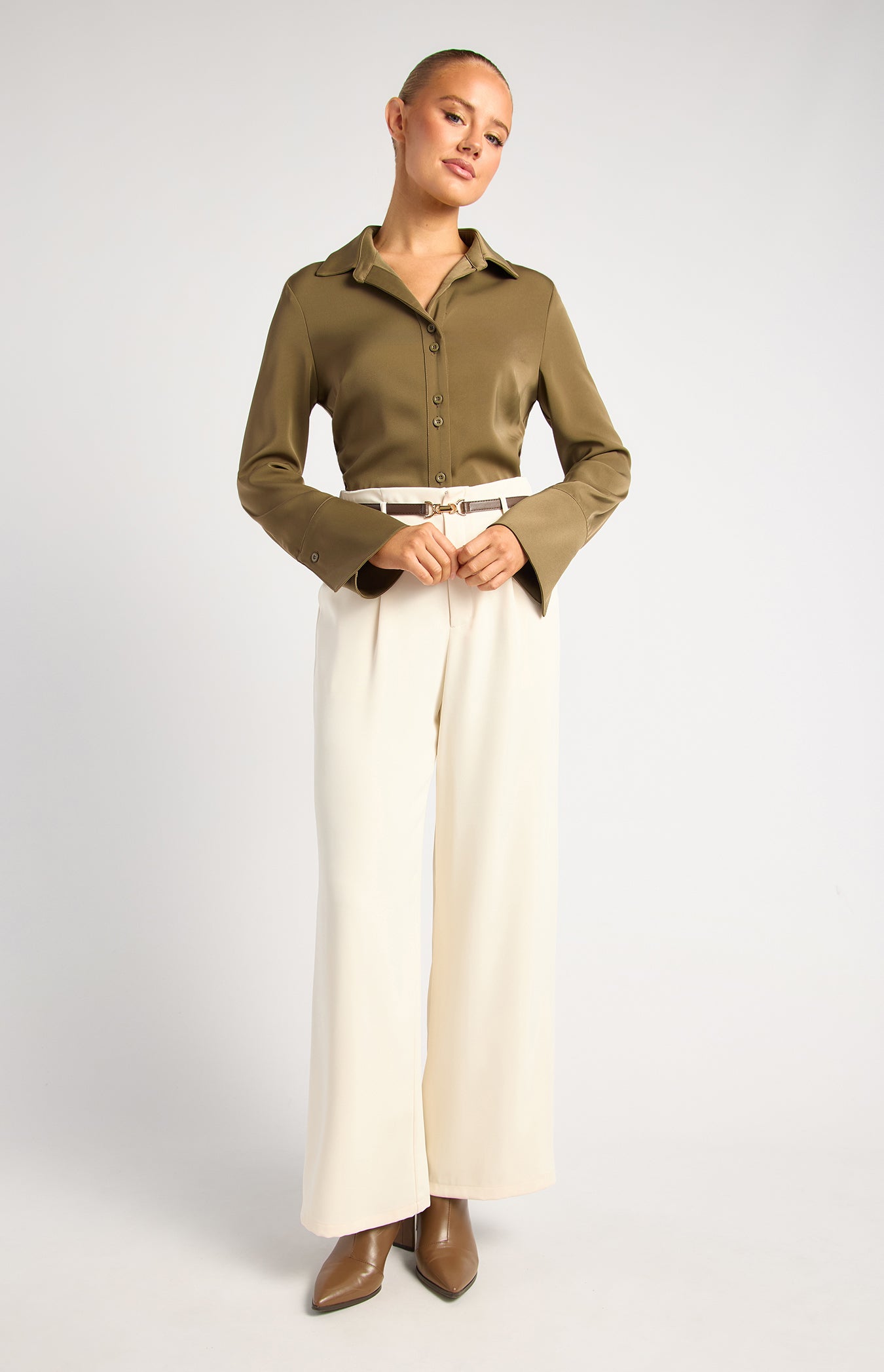 Kendra Flare Sleeve Blouse Olive