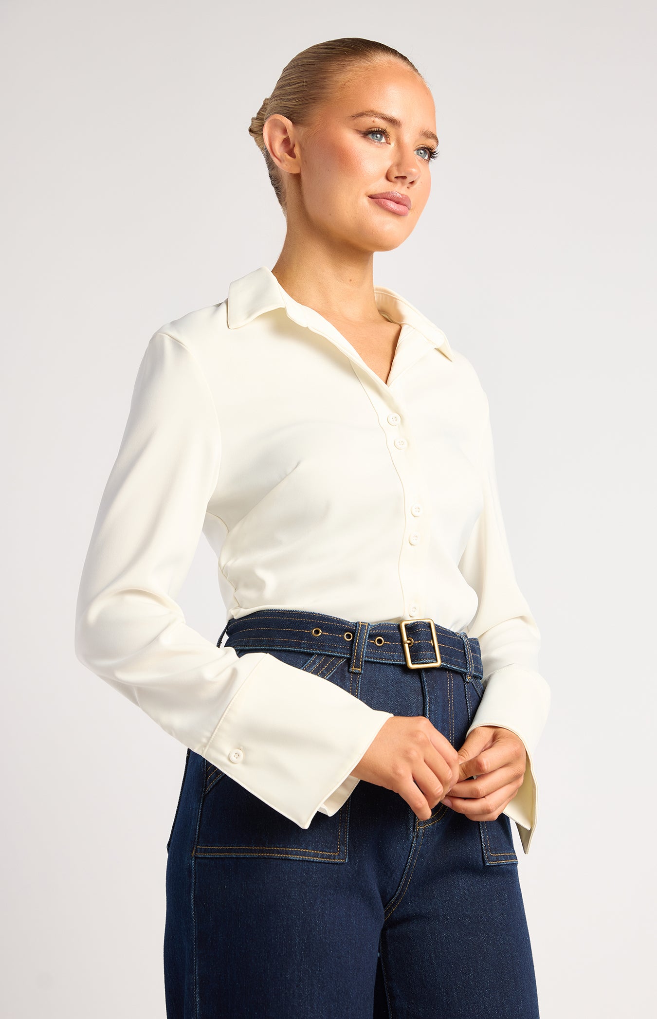 Kendra Flare Sleeve Blouse White