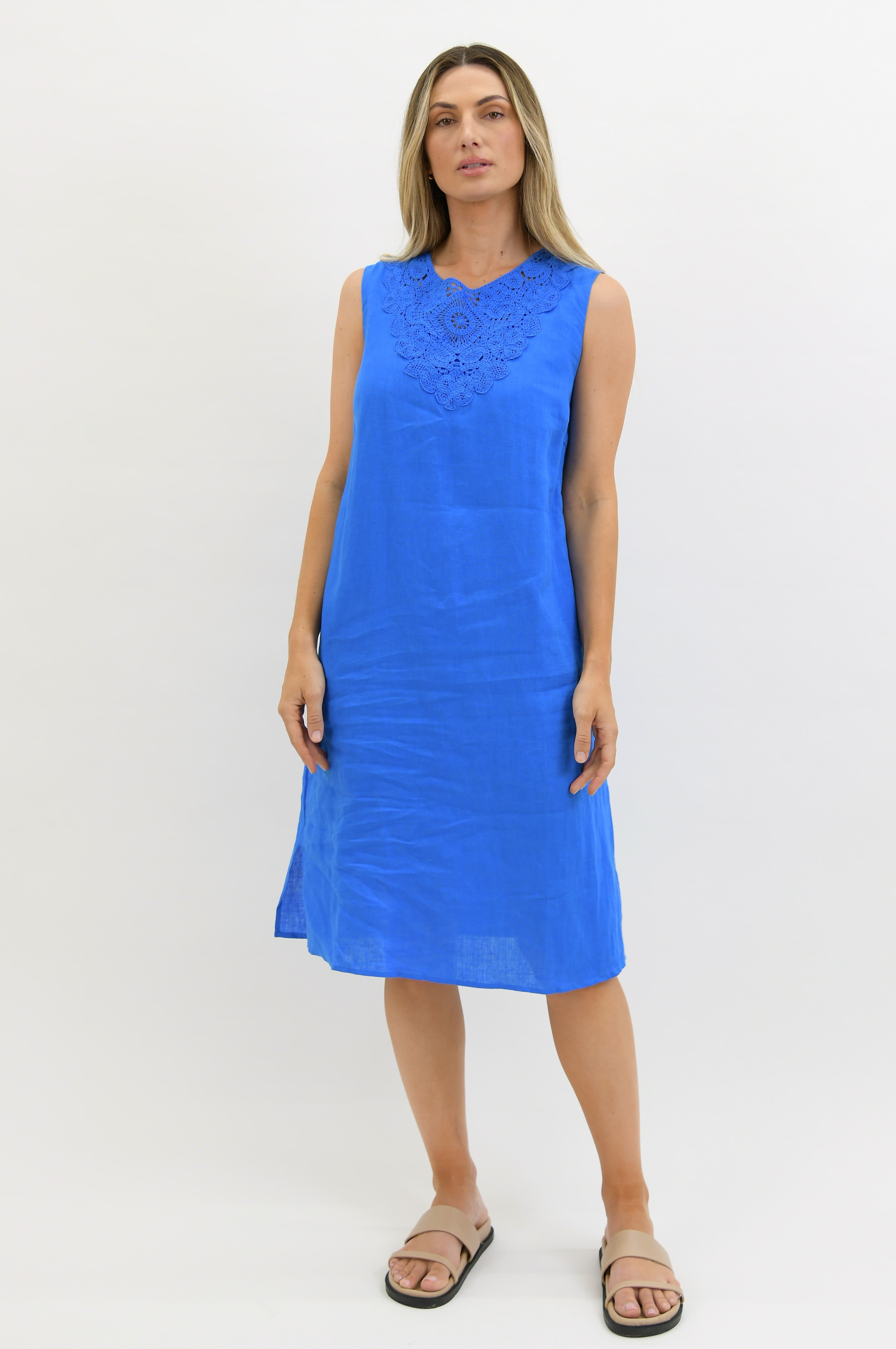 Lydia Linen Dress Blue