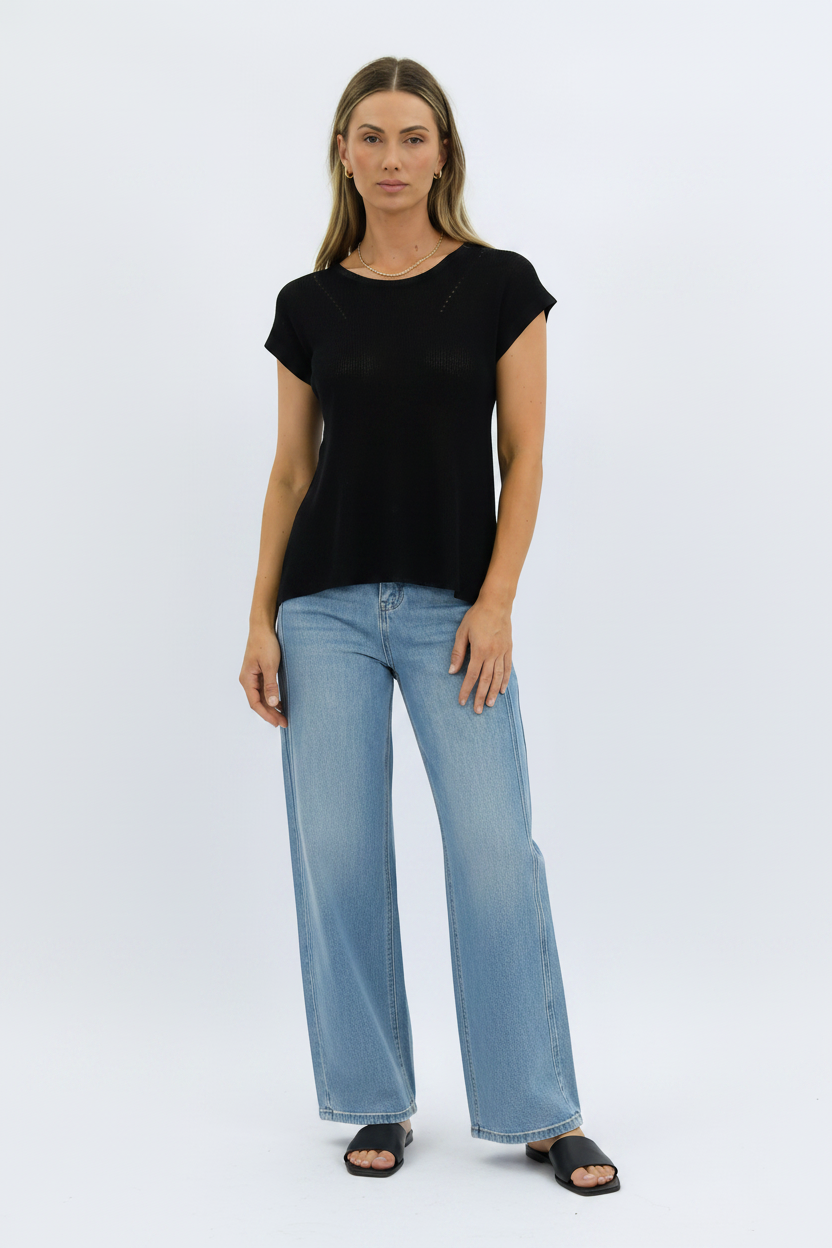 Sunday Button Back Knit Black