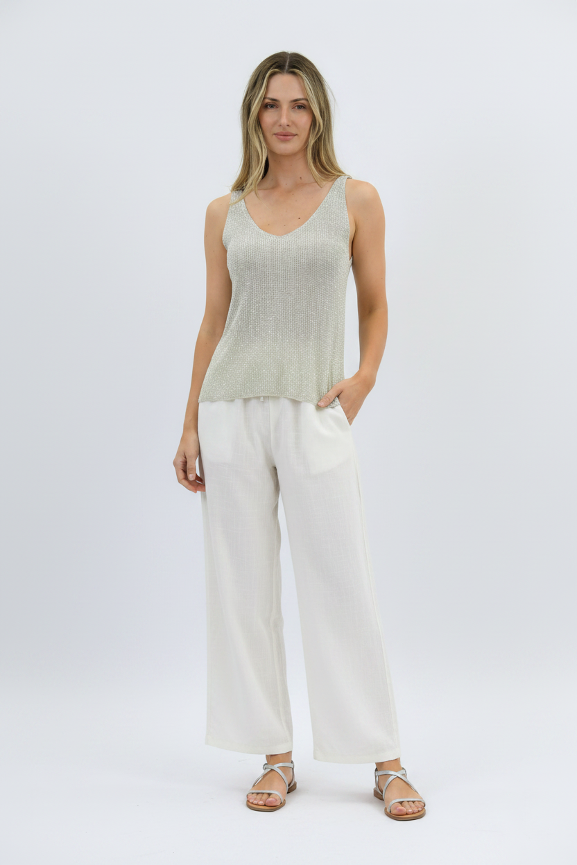 Moonlit Glow Glitter Top Silver