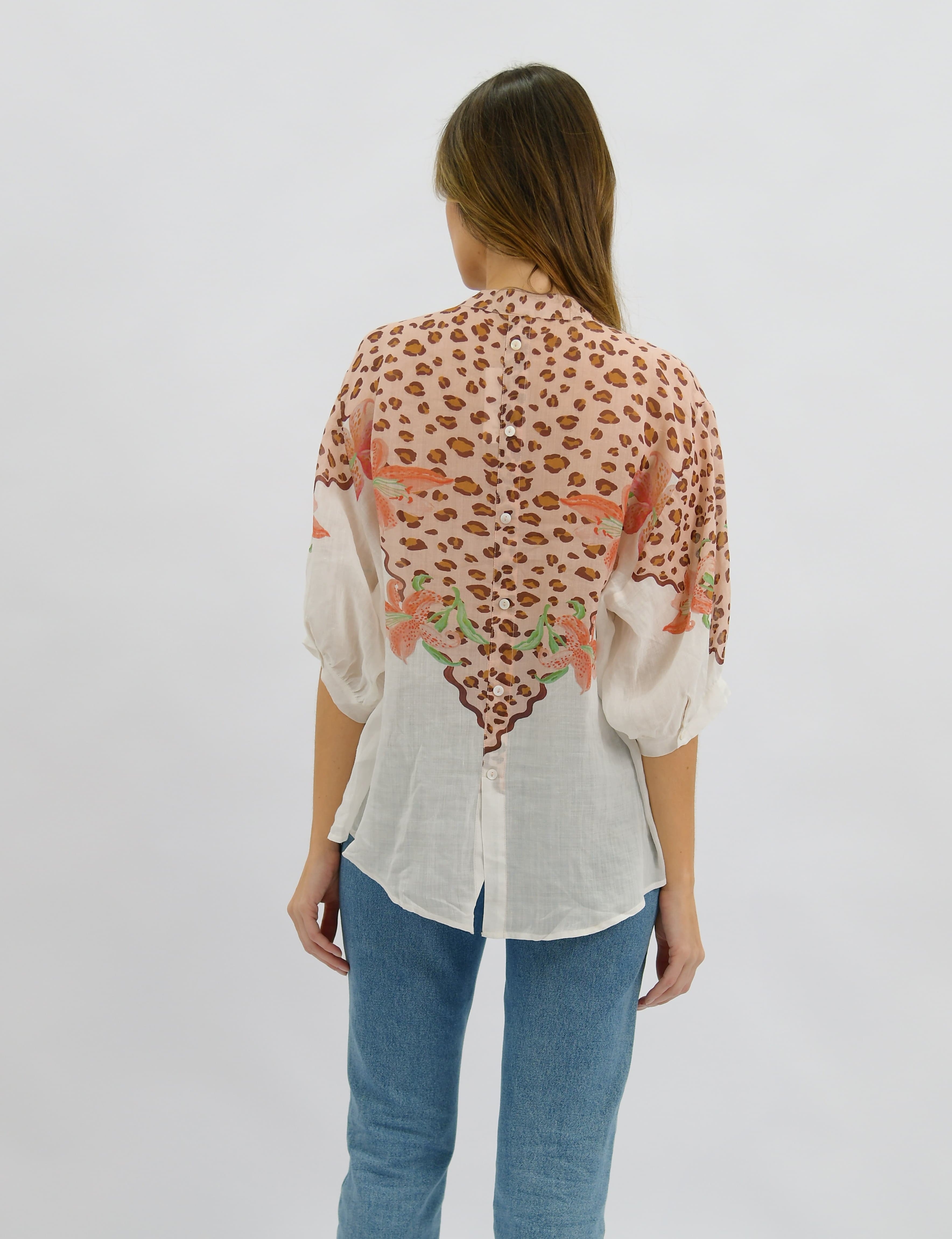 Lily Leopard Sheer Linen Blouse
