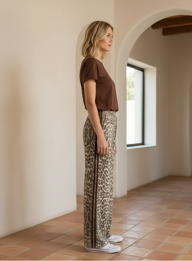 Light Leopard Pant Thin Chocolate Racer Stripes