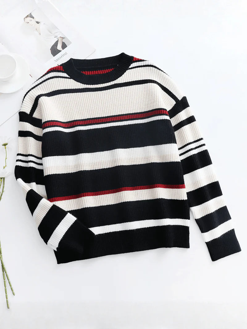 Clover Soft Ribbed Jumper Black/White