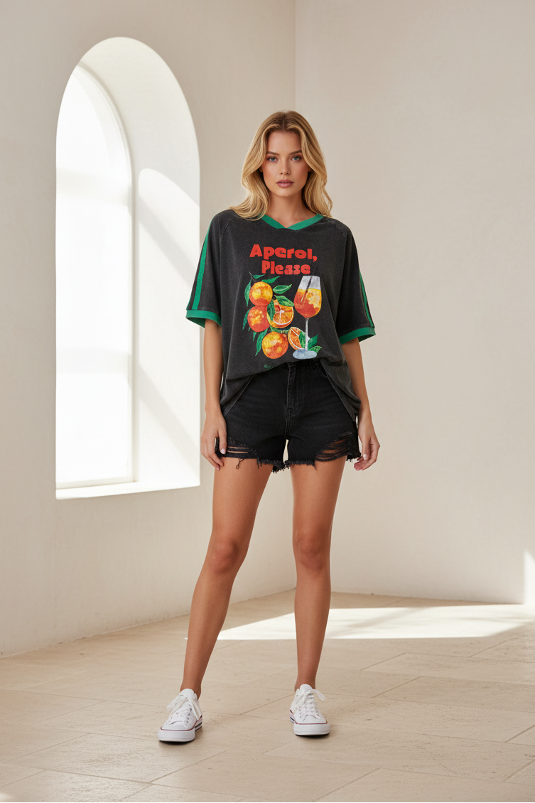 Aperol Please By Frankie Tee Acid Black