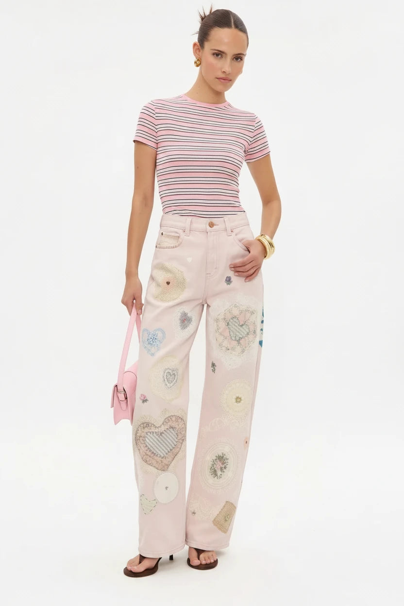 Loving Hearts Wide Leg Jeans