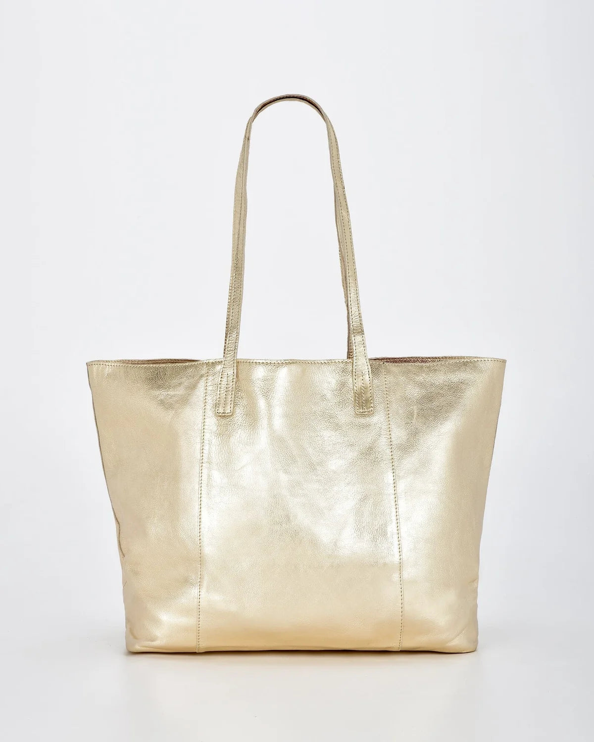 Elara Champagne Metallic Leather Hobo Bag
