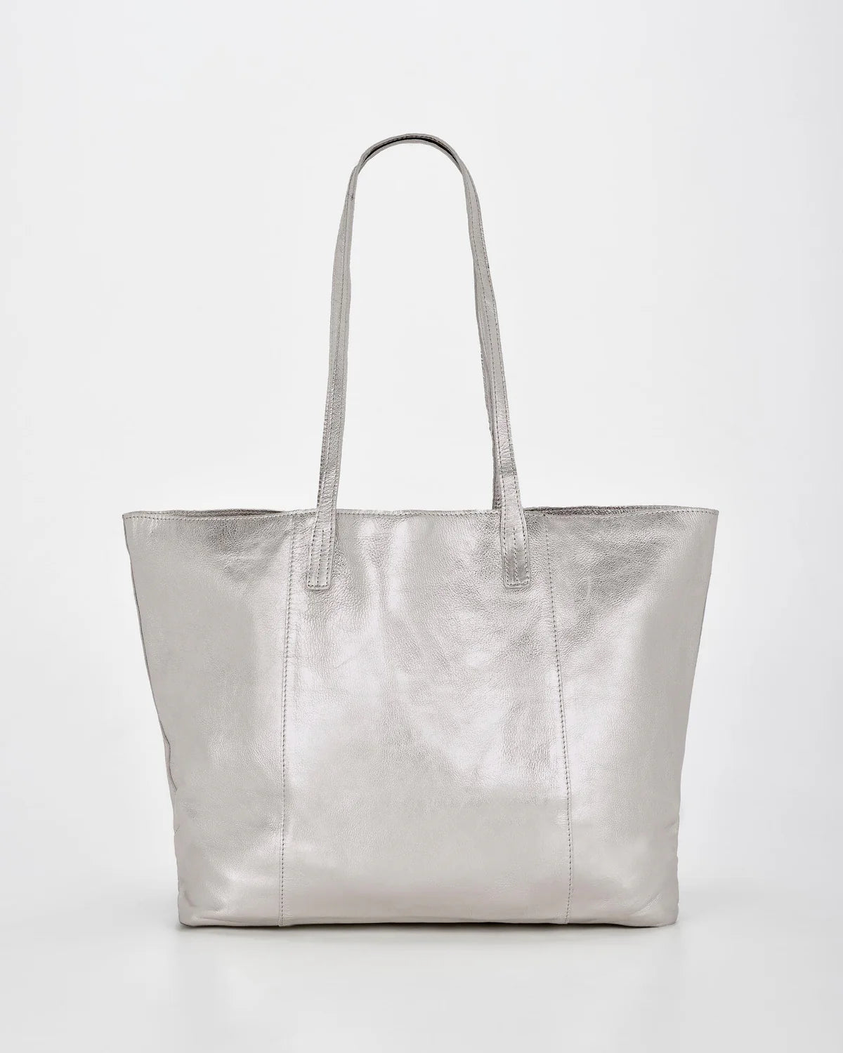 Elara Silver Metallic Leather Hobo Bag