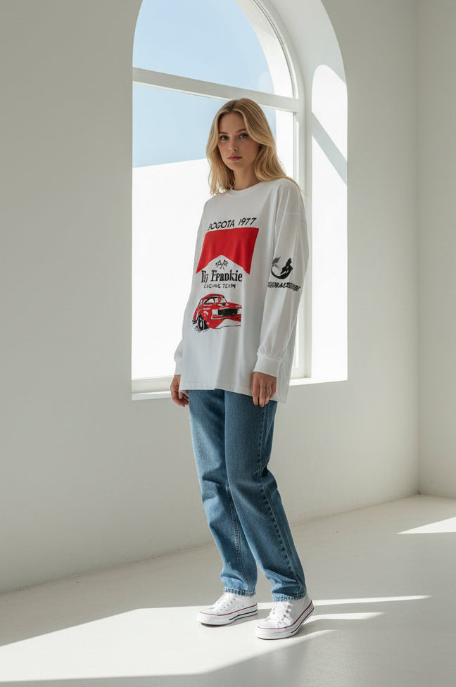 By Frankie Racing Team Long Sleeve Tee White