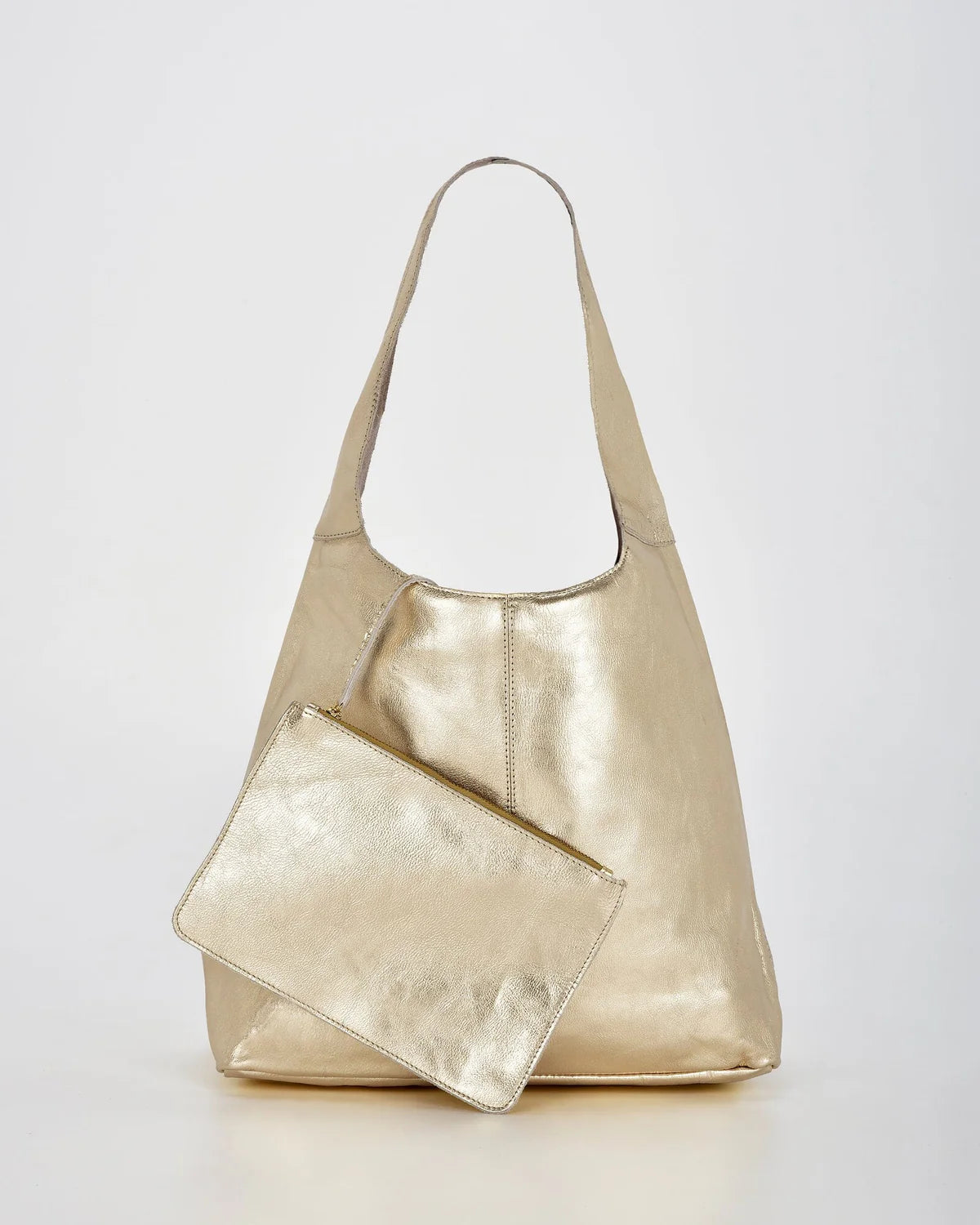 Lynx Champagne Metallic Leather Hobo Bag
