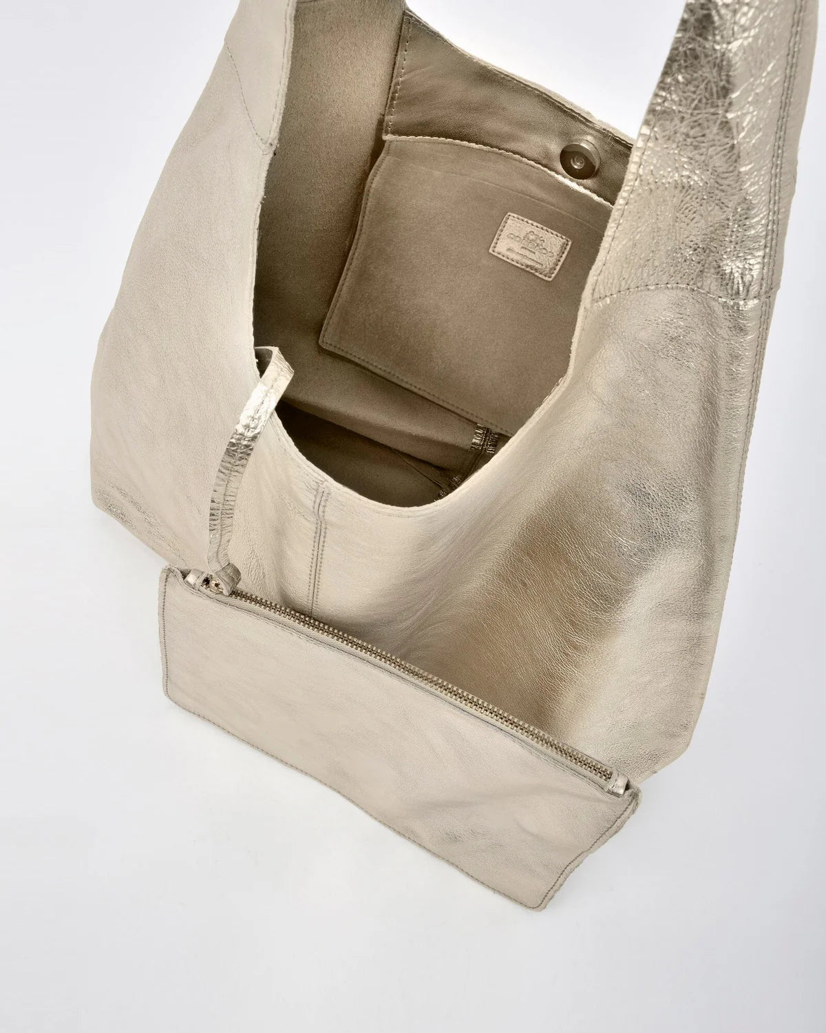 Lynx Champagne Metallic Leather Hobo Bag