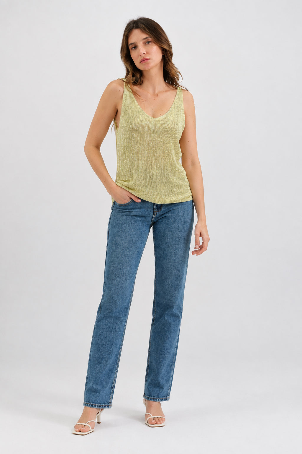 Moonlit Glow Glitter Top Lemon
