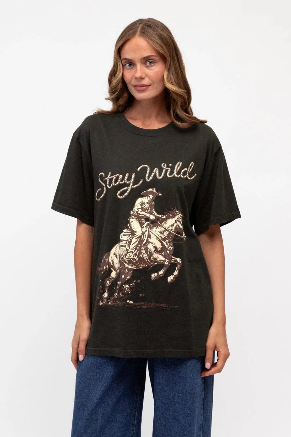 Stay Wild Tee Washed Black