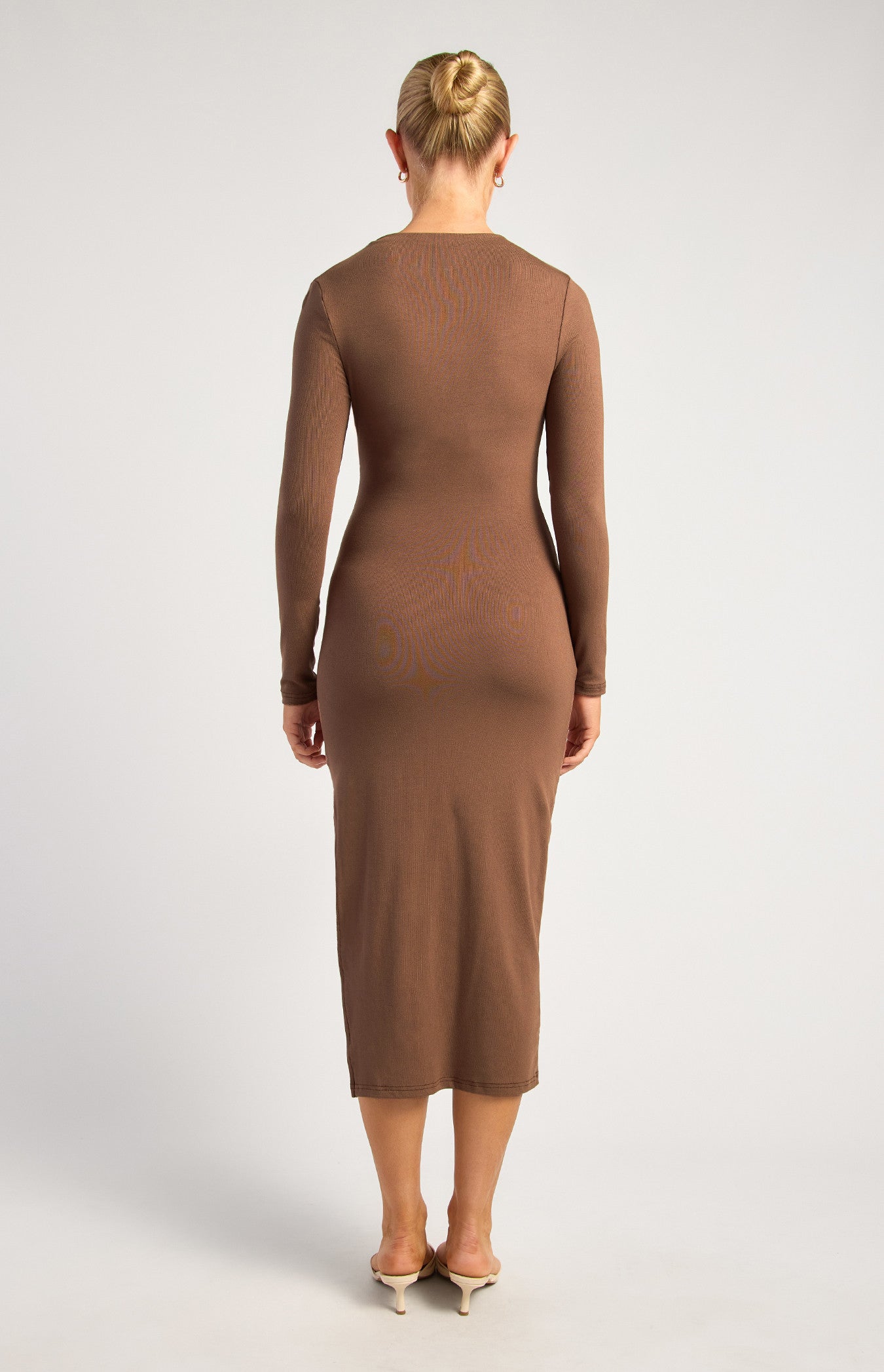 Briana Ruche Detail Midi Dress Chocolate
