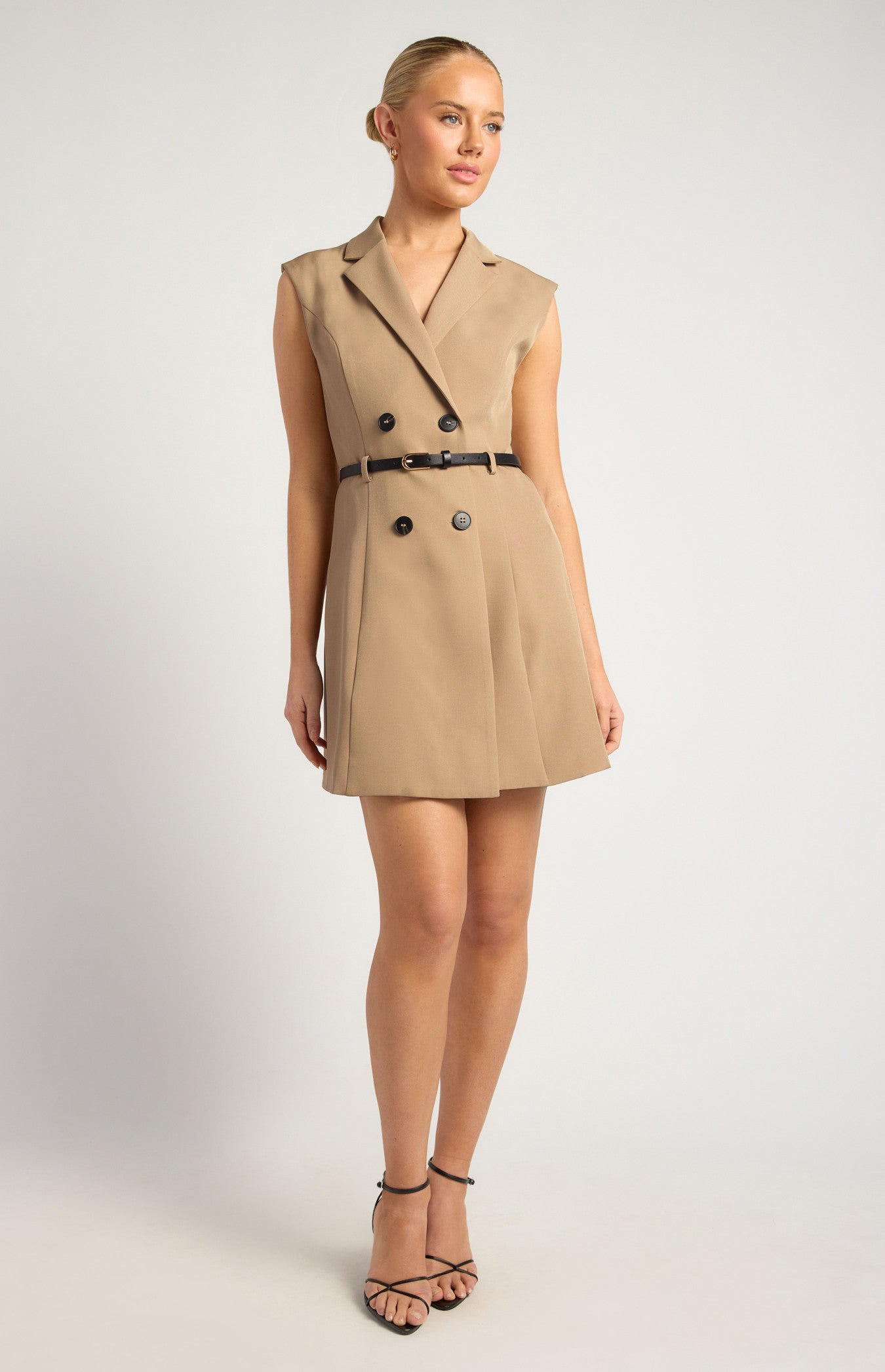 Anneka Cap Sleeve Dress Latte