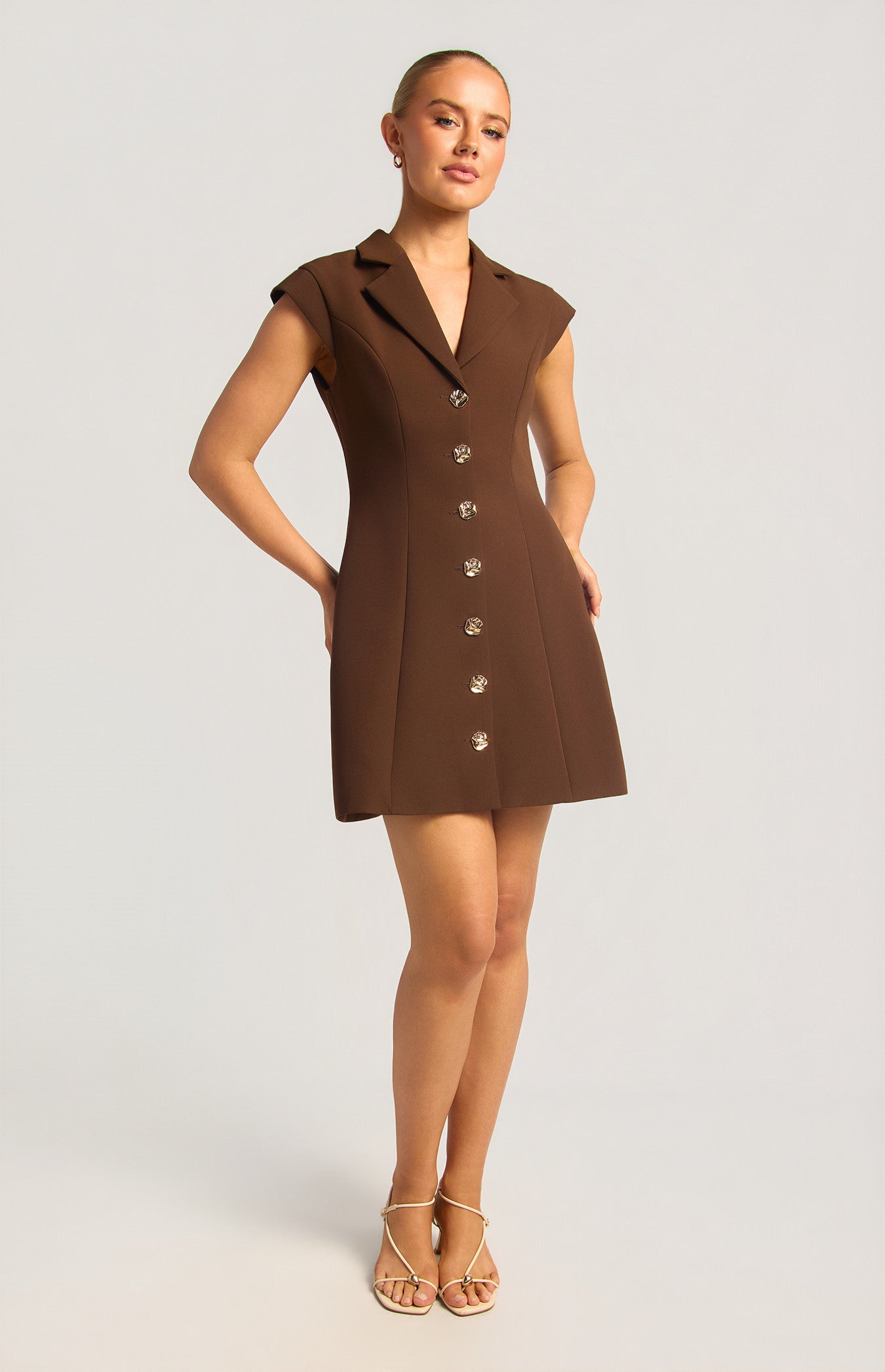 Paige Gold Button Dress Expresso
