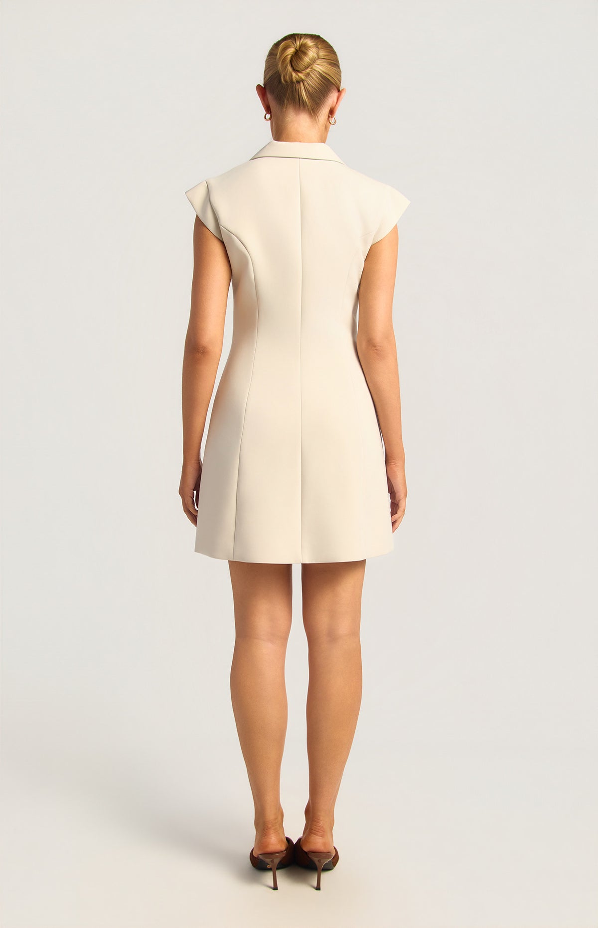 Paige Gold Button Dress Bone