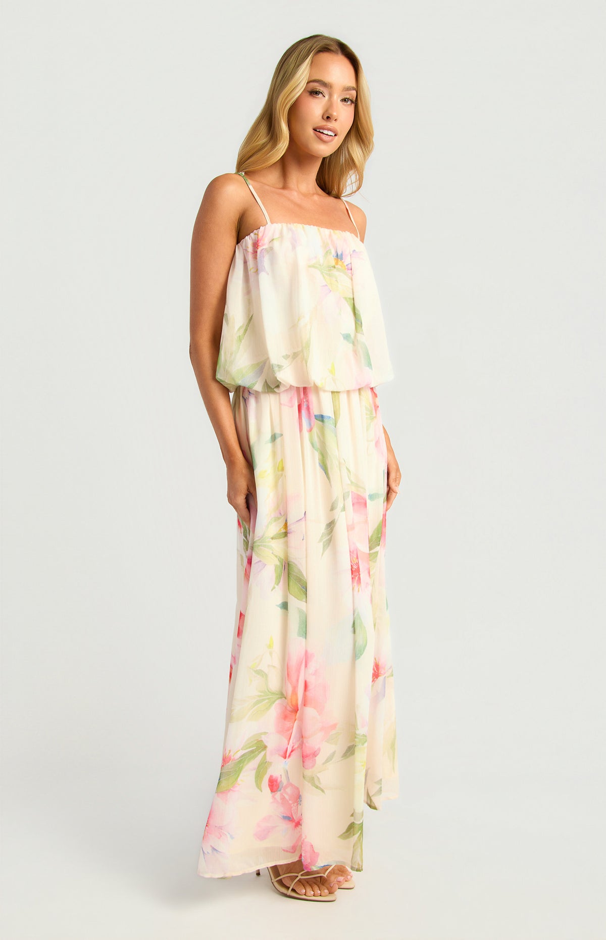 Briony Bubble Waist Chiffon Maxi