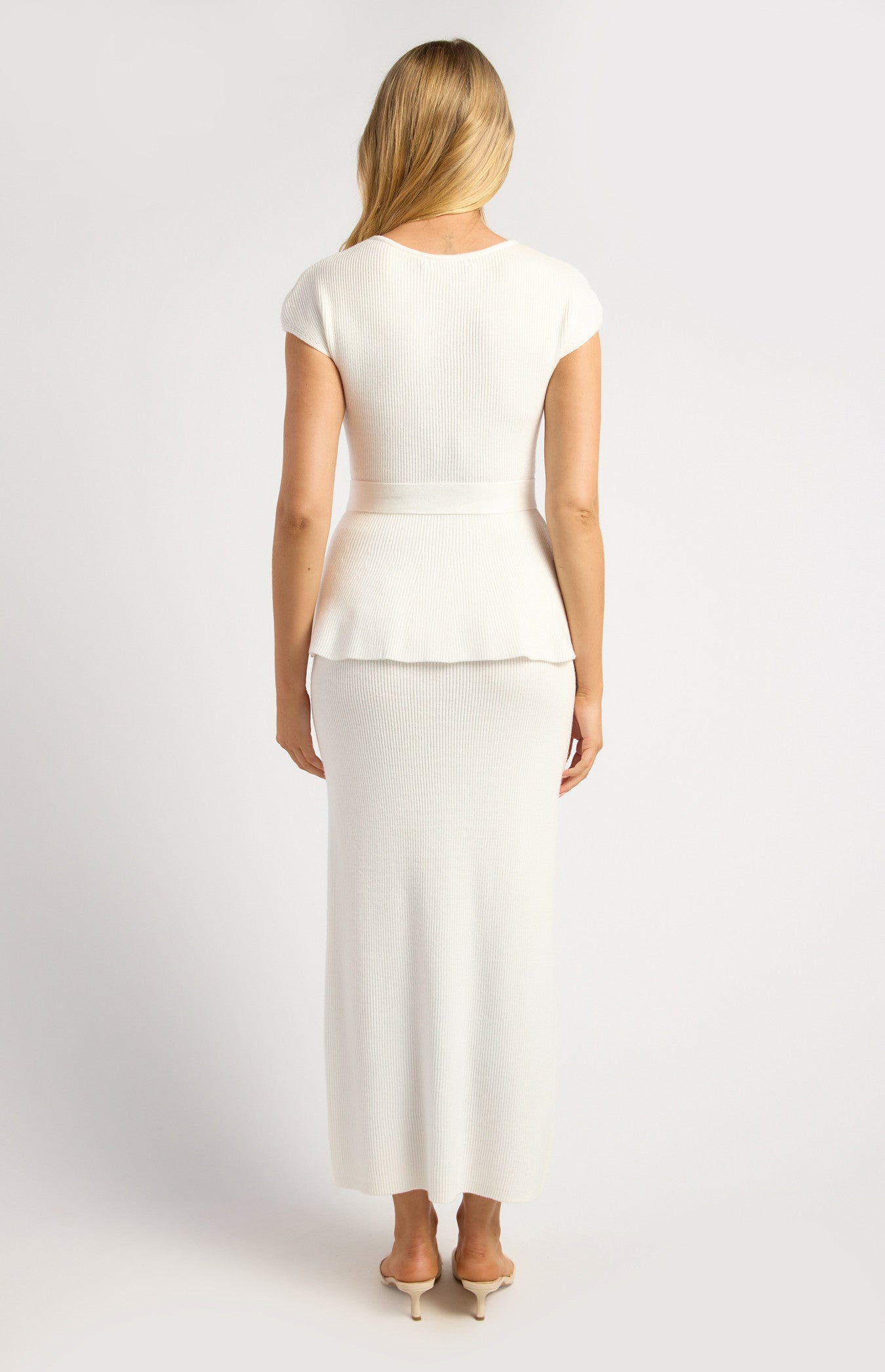 Imogen 2 Piece Knit Top & Skirt Set White
