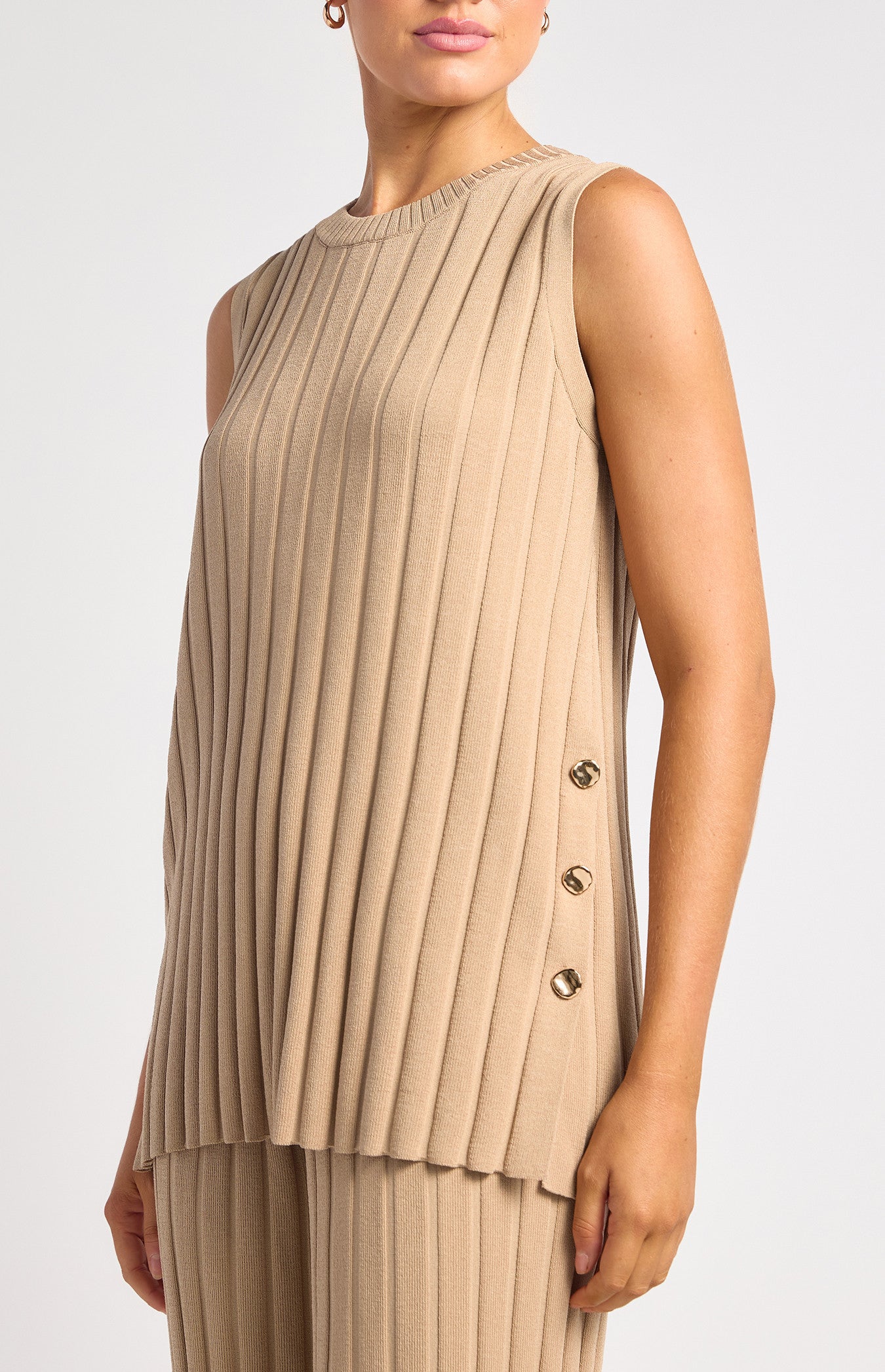Silvie Sleeveless Top & Pant Set Beige