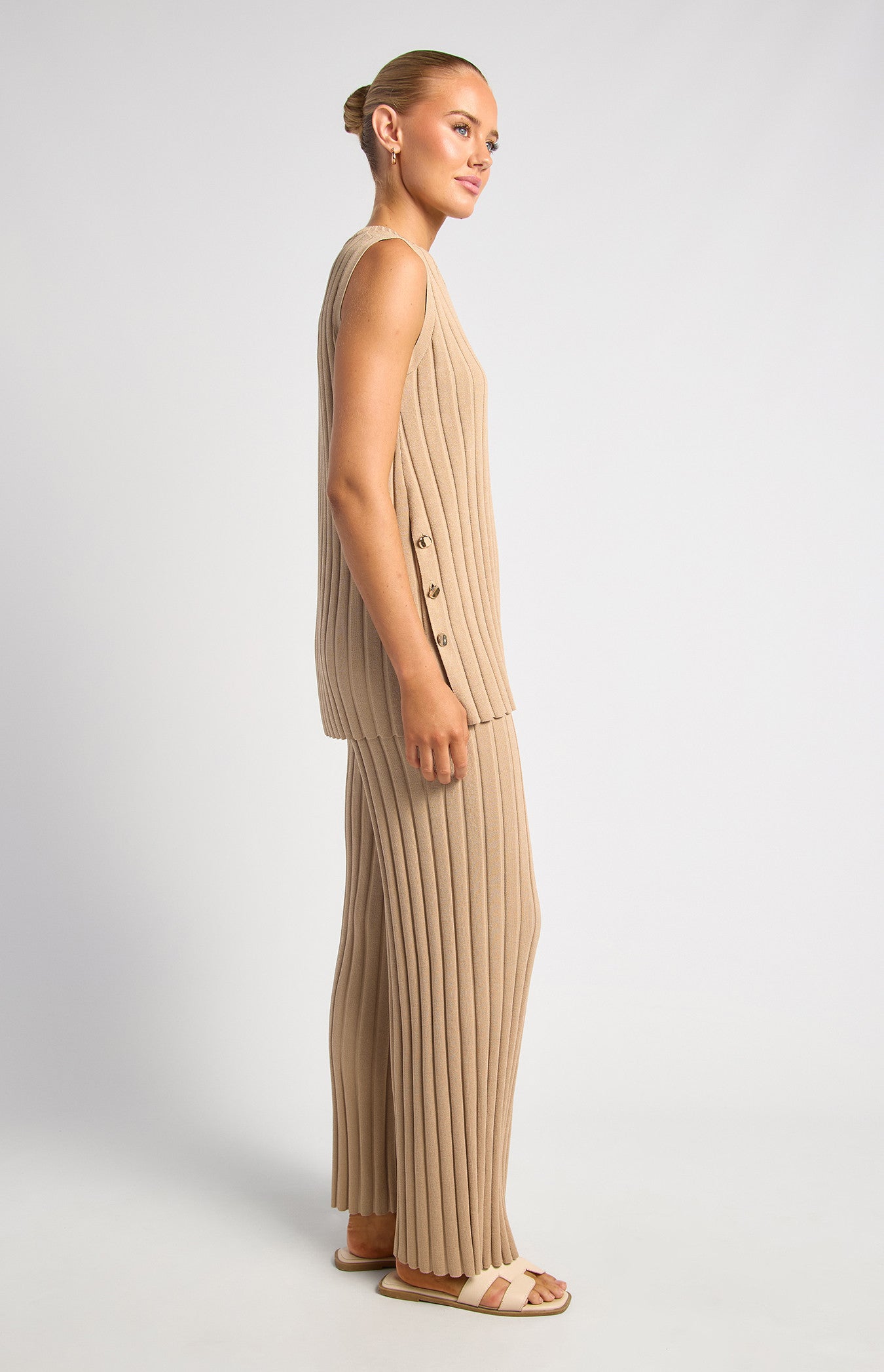Silvie Sleeveless Top & Pant Set Beige