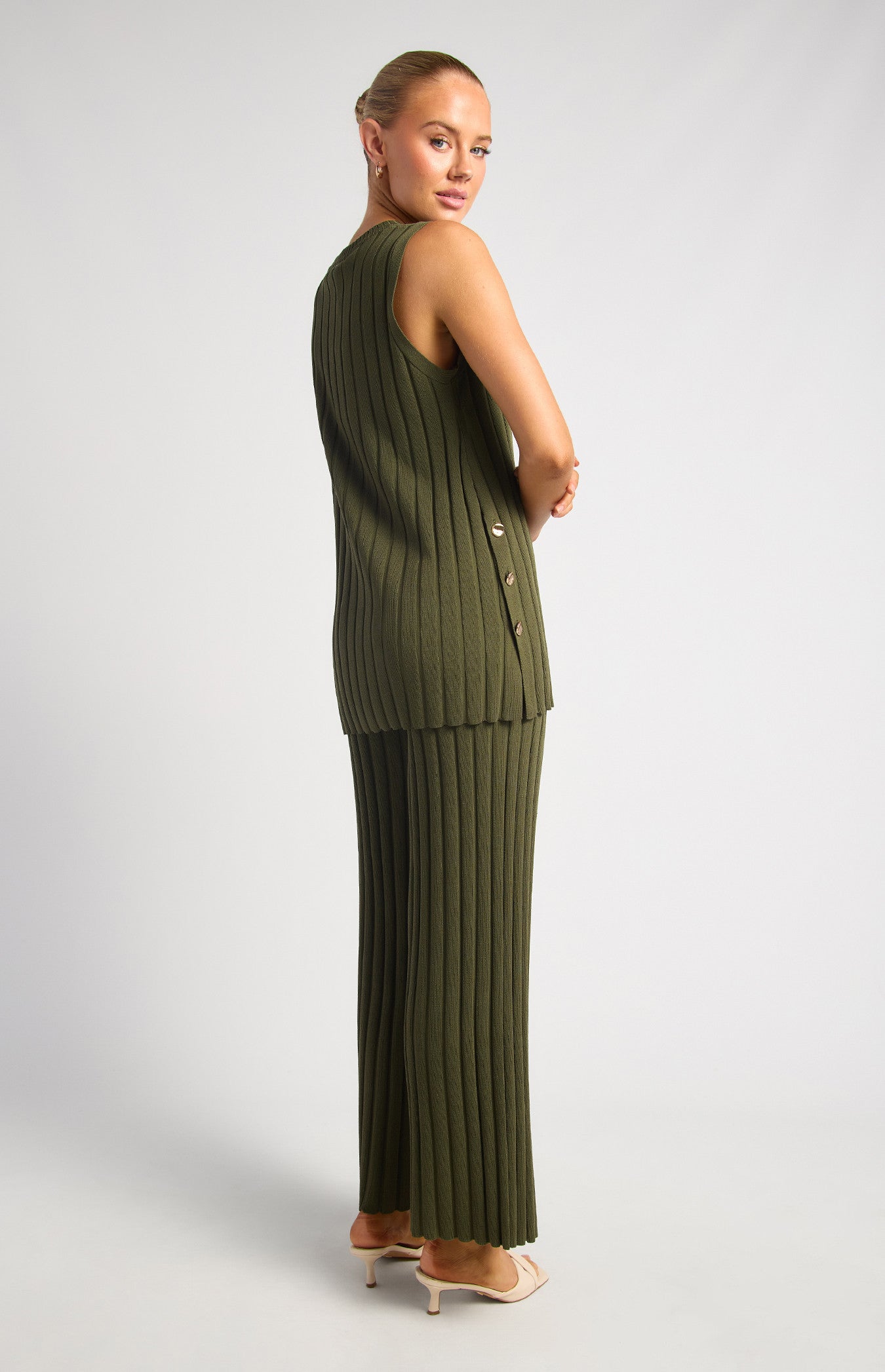 Silvie Sleeveless Top & Pant Set Olive