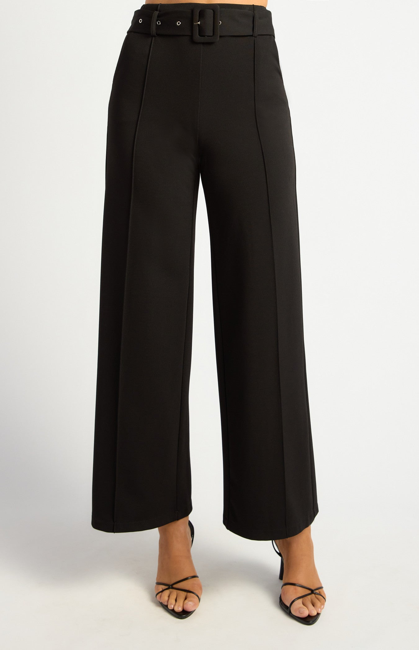 Indira Stretch Belted Pant Black
