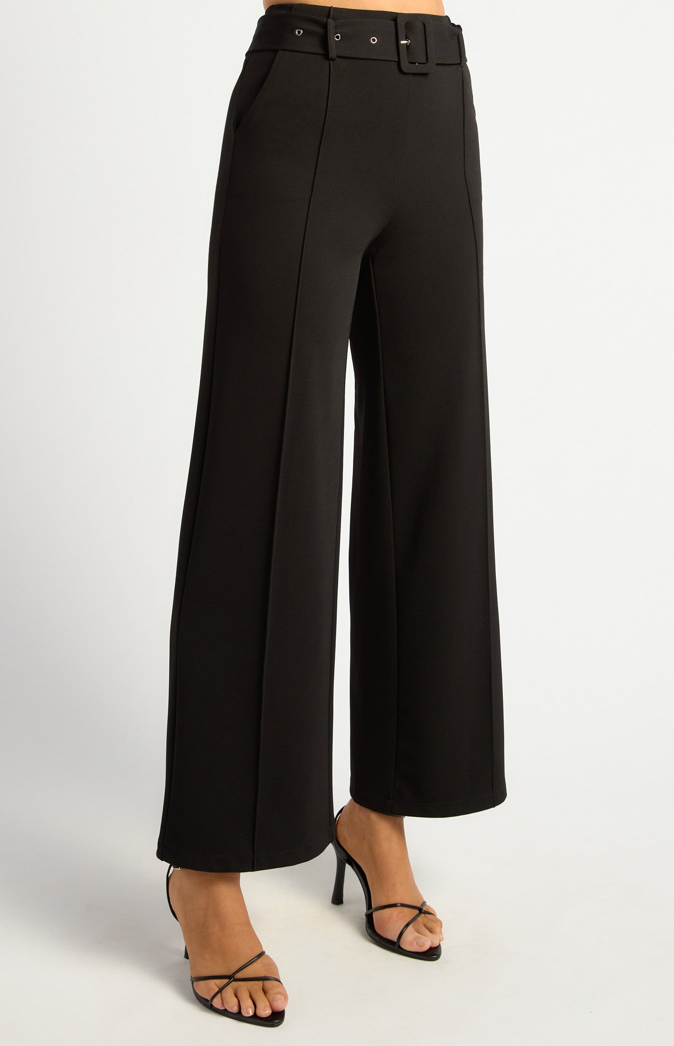 Indira Stretch Belted Pant Black
