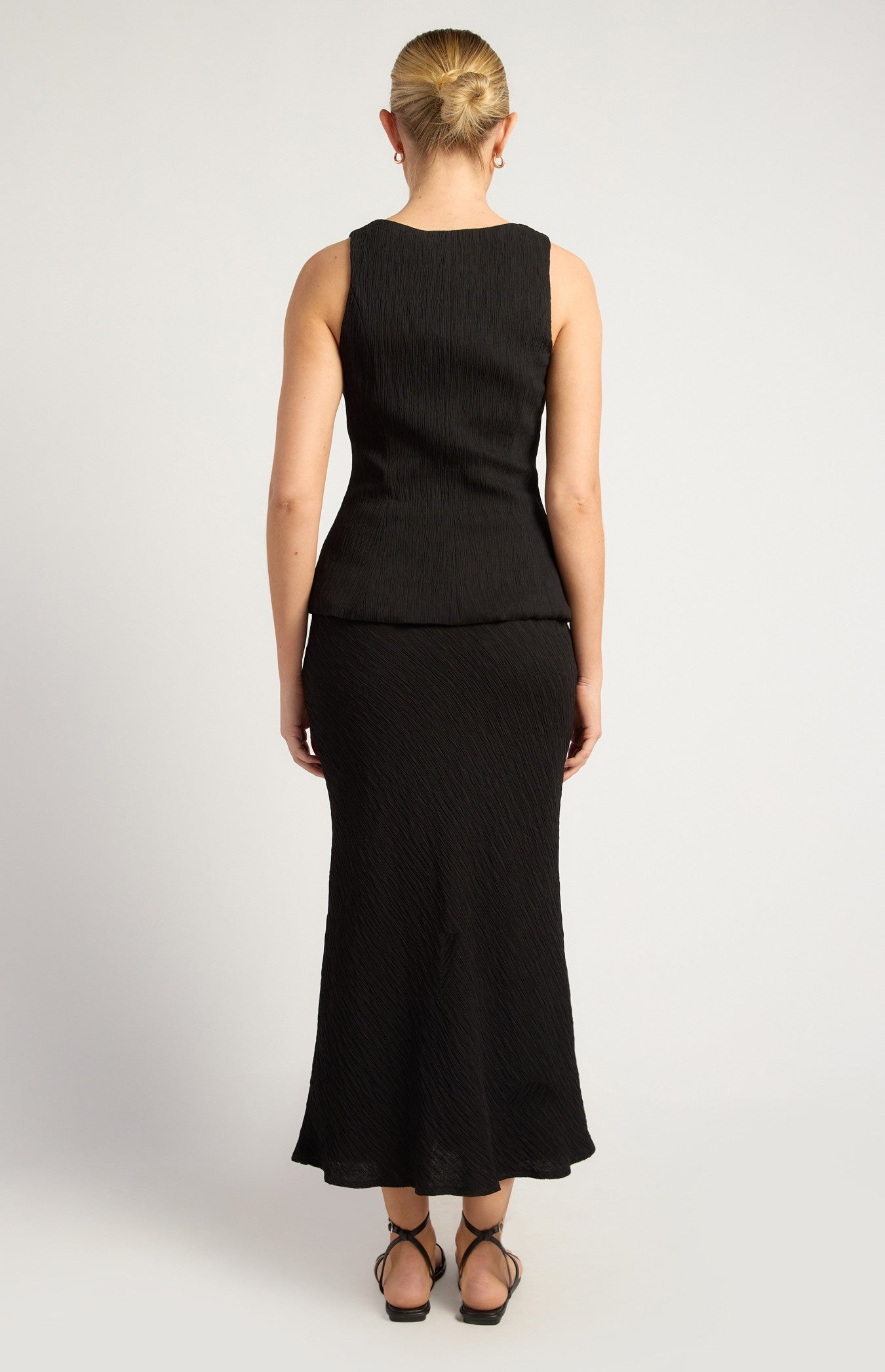 Cartia Top & Midi Skirt Set Black