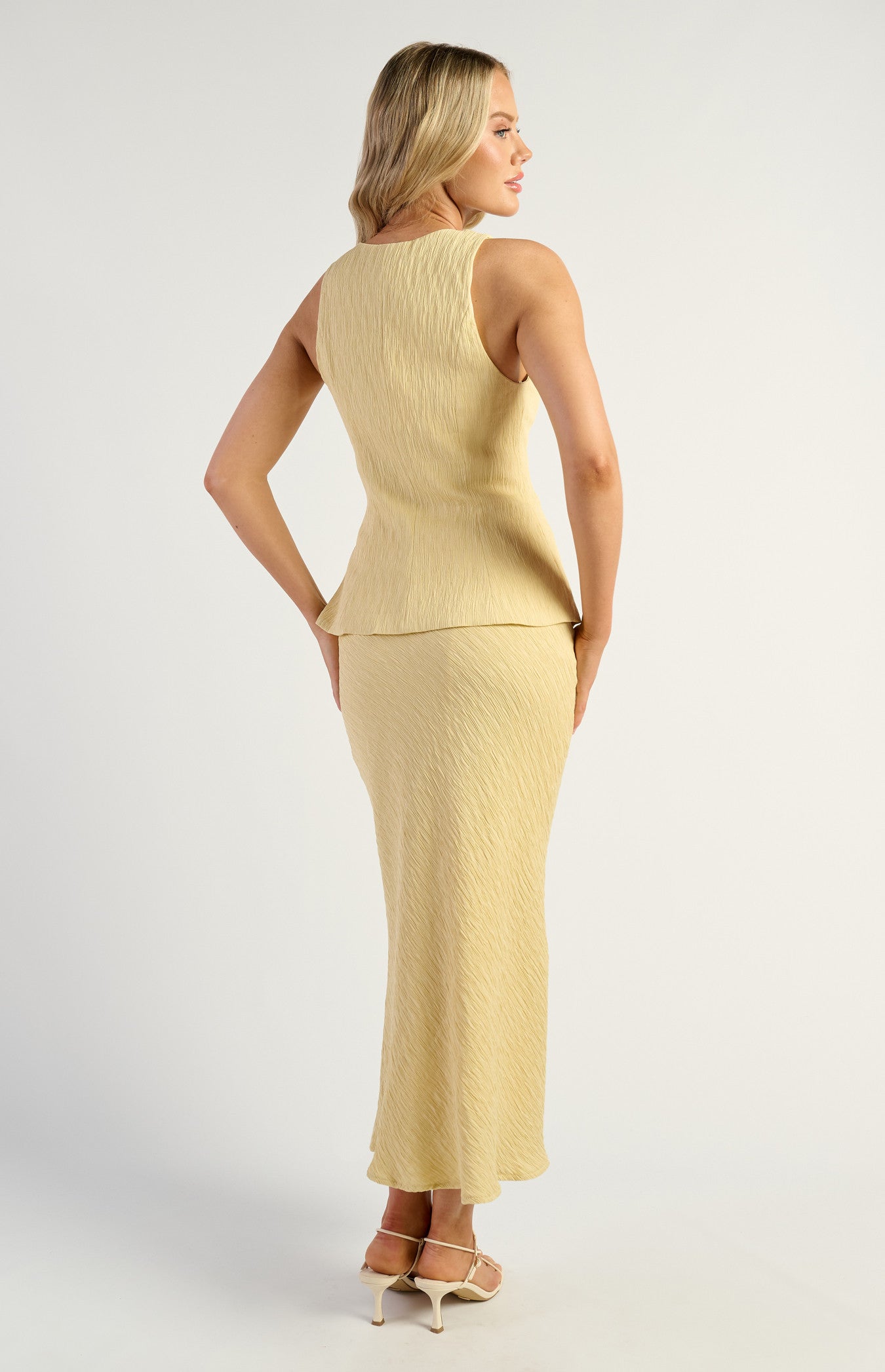Cartia Top & Midi Skirt Set Lemon