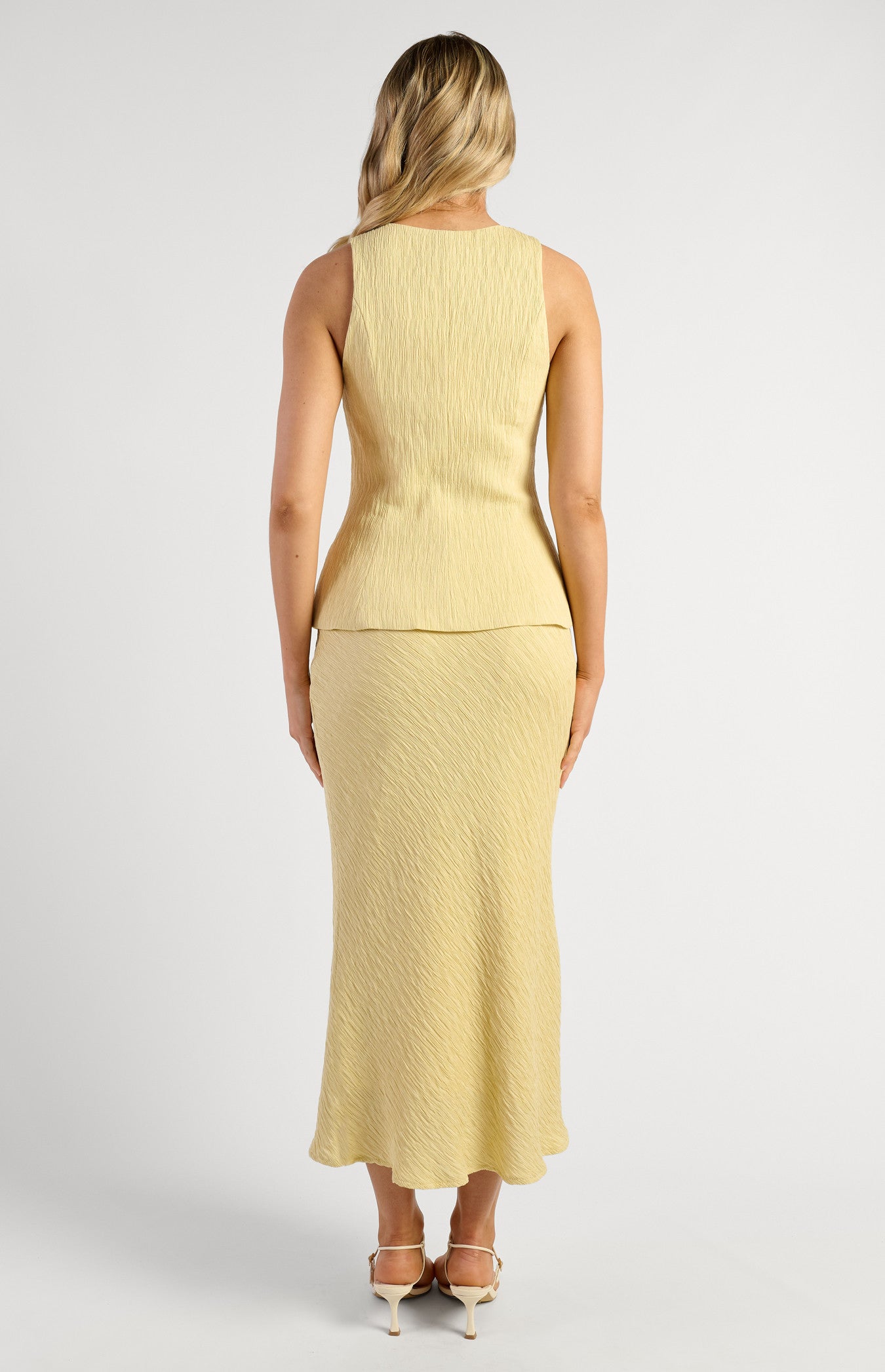 Cartia Top & Midi Skirt Set Lemon